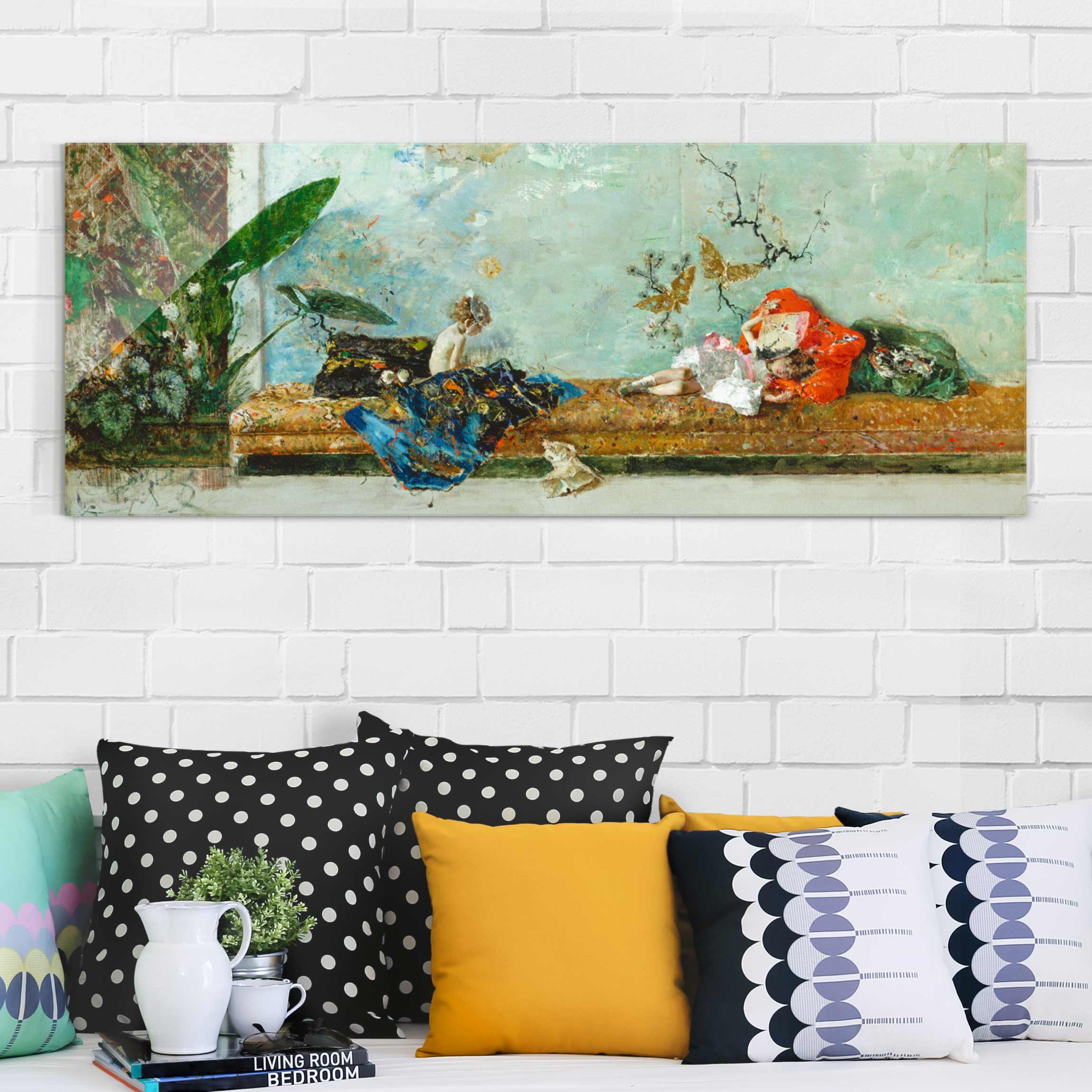 Glasbild Kunstdruck Mariano Fortuny - Kinder des Künstlers