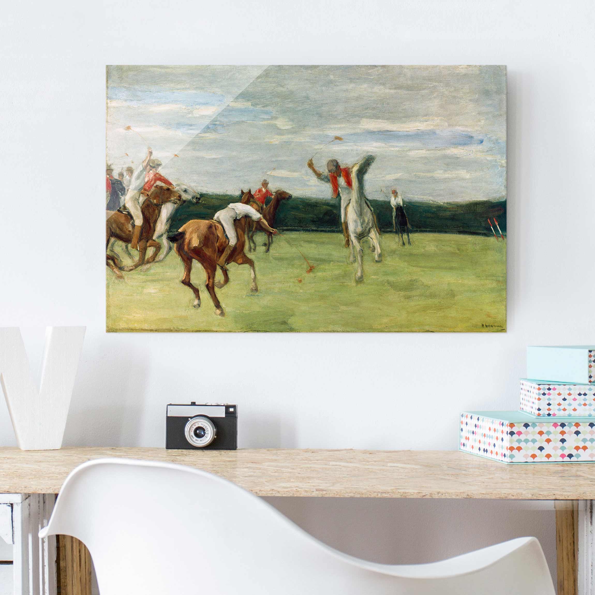 Glasbild - Querformat Max Liebermann - Polospieler im Jenisch-Park