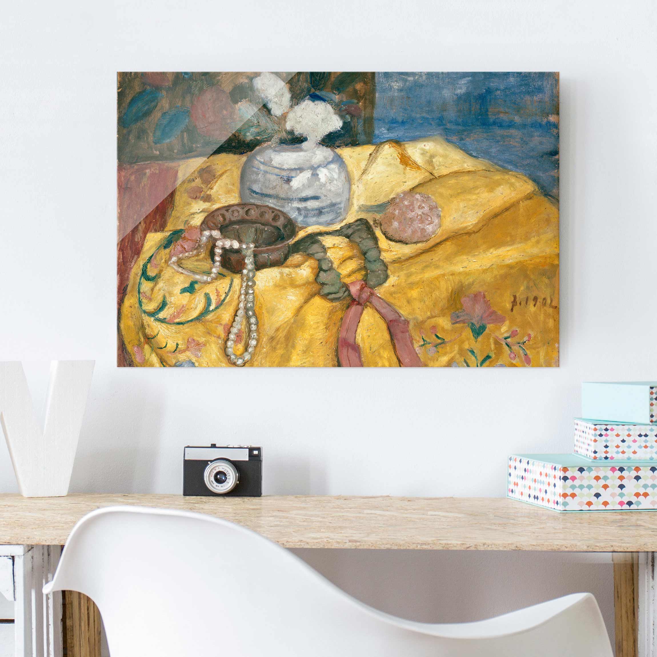 Glasbild Kunstdruck Paula Modersohn-Becker - Stillleben mit Perlen