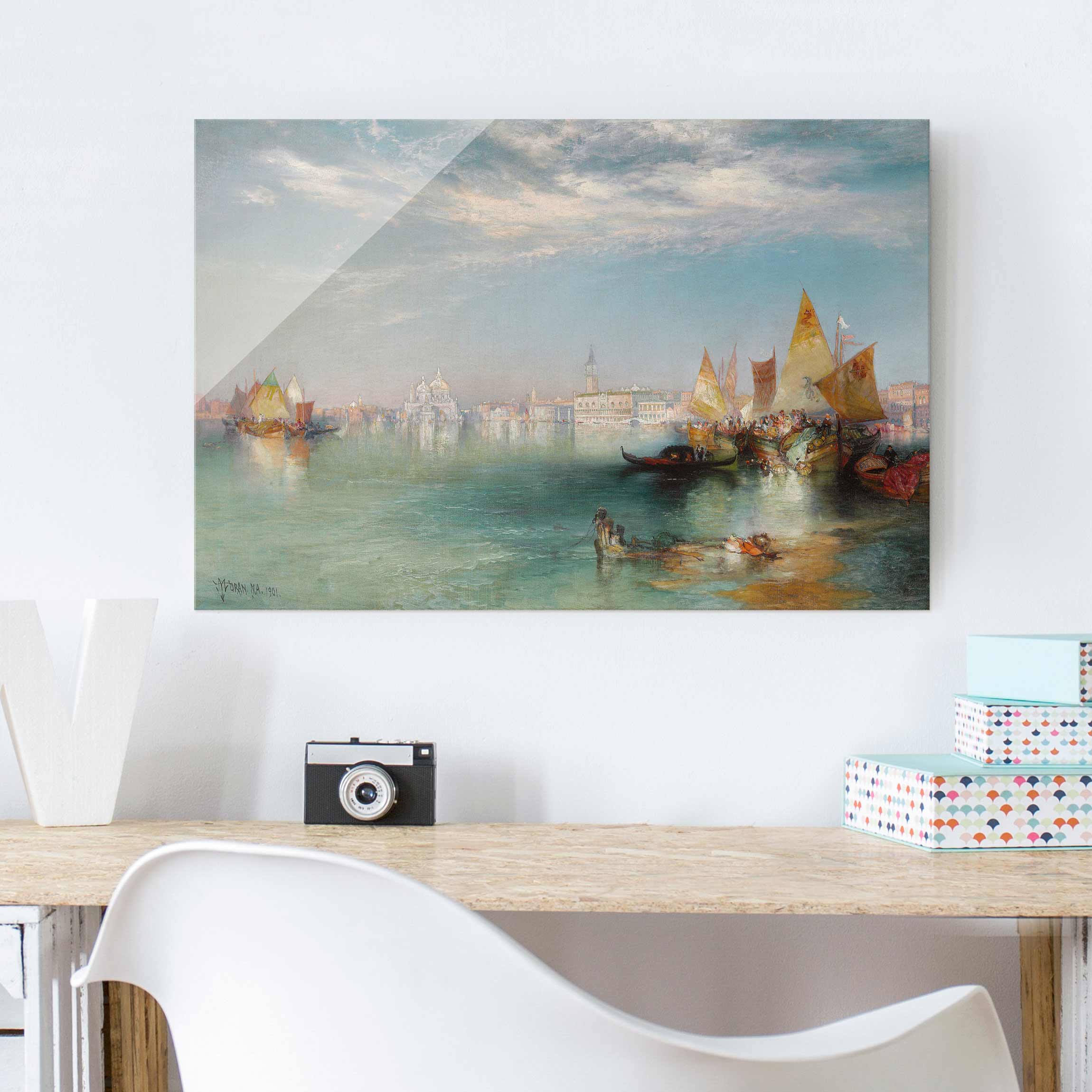 Glasbild - Querformat Thomas Moran - Canal Grande Venedig