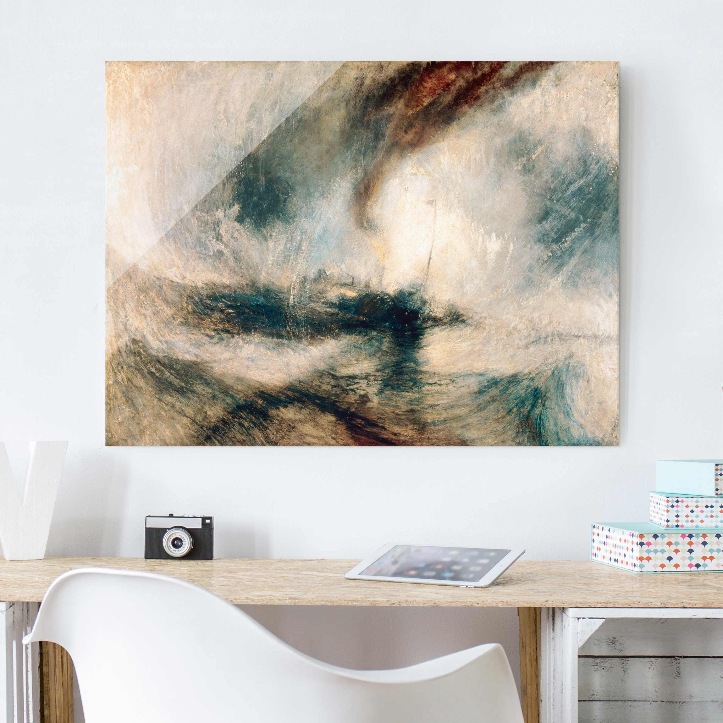 Glasbild - Querformat William Turner - Schneesturm über Meer