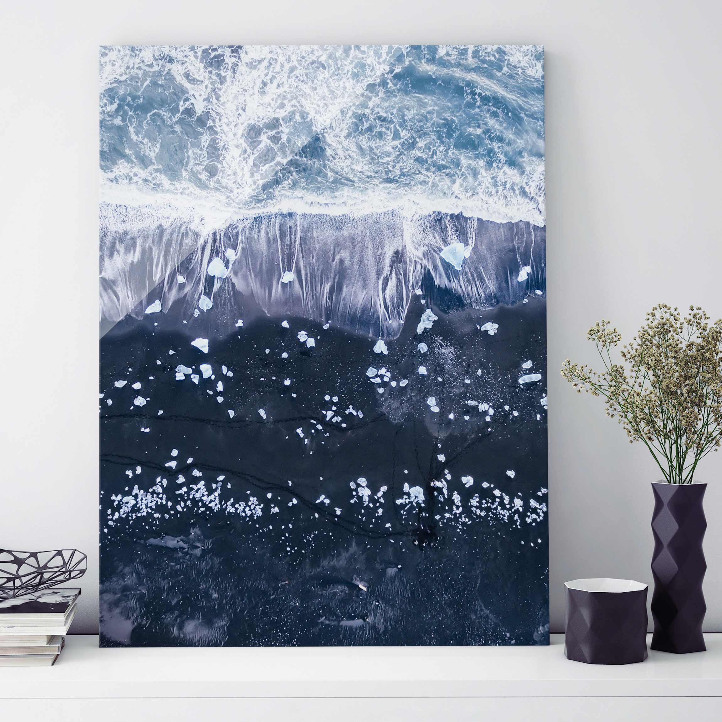 Glasbild - Hochformat Luftbild - Jökulsárlón in Island