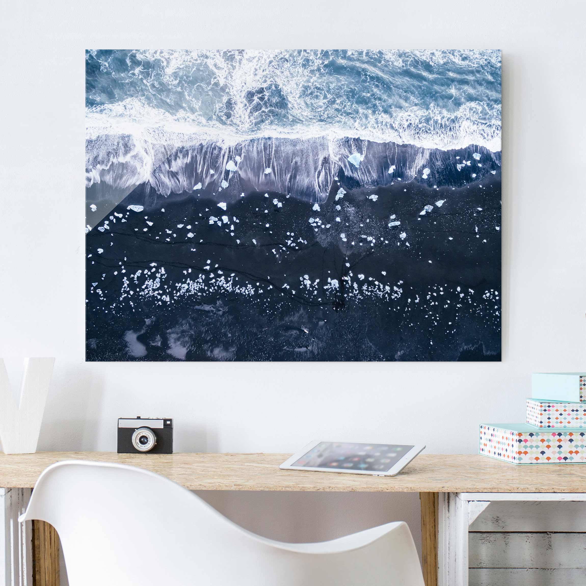 Glasbild - Querformat Luftbild - Jökulsárlón in Island