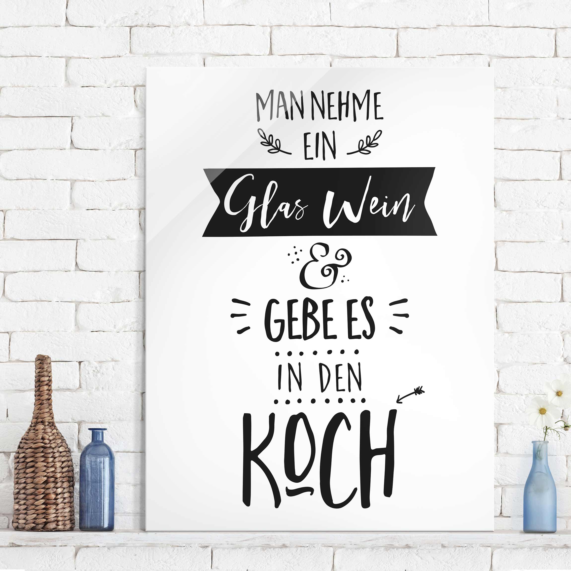 Glasbild Schwarz-Weiß Man nehme ein Glas Wein