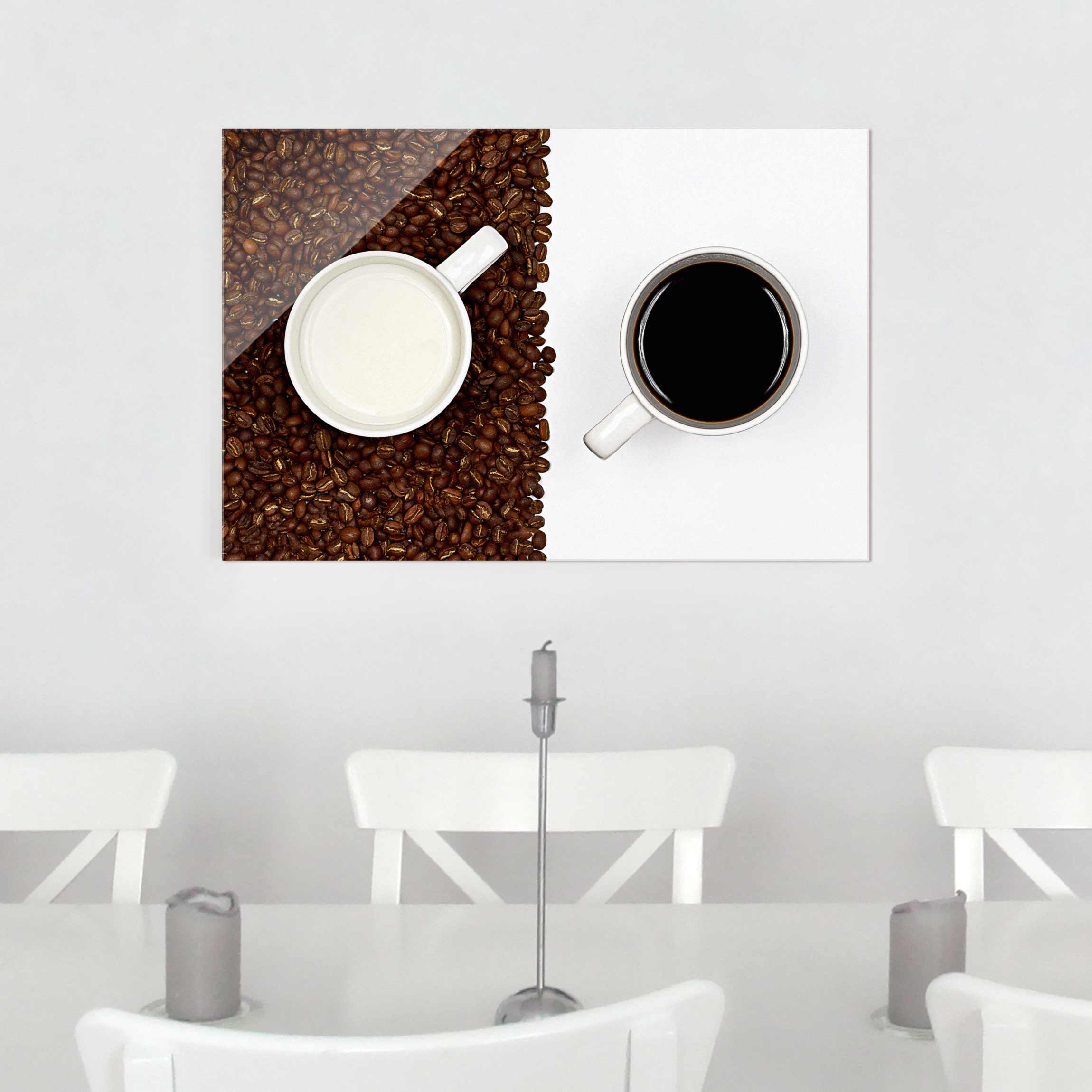 Glasbild Küche Milchkaffee