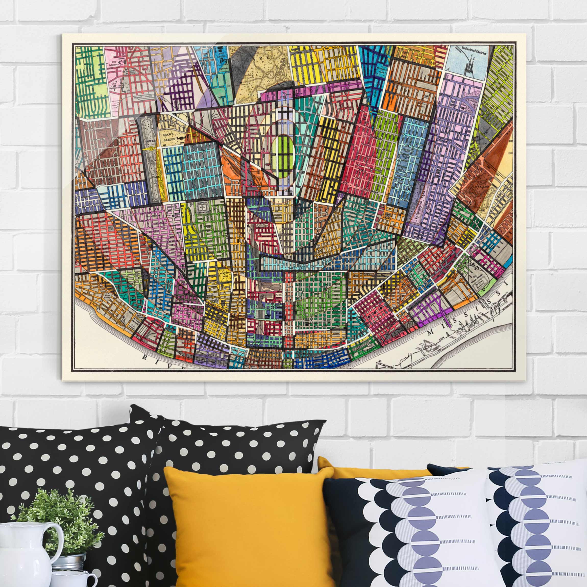 Glasbild - Querformat Moderne Karte von St. Louis