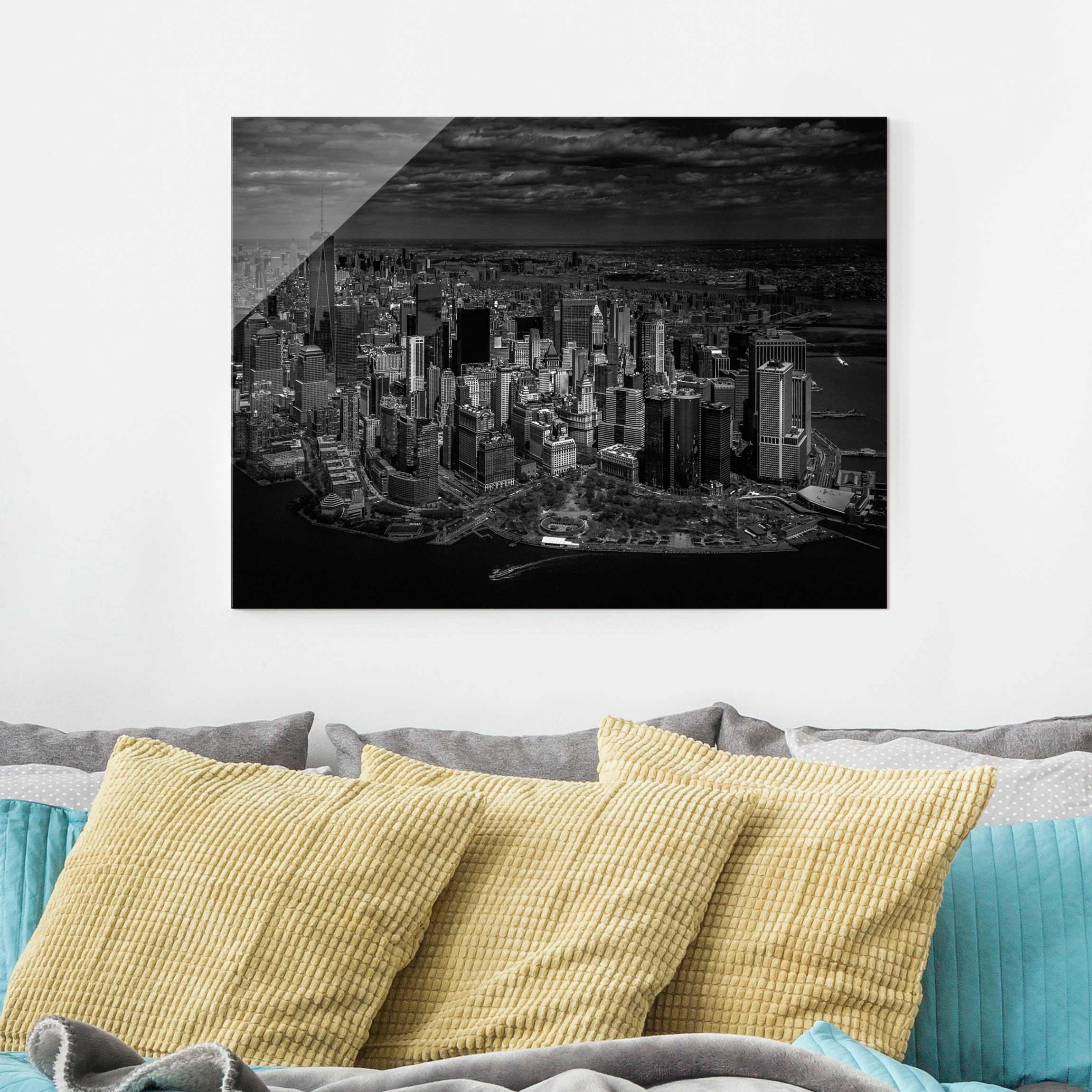 Glasbild - Querformat New York - Manhattan aus der Luft
