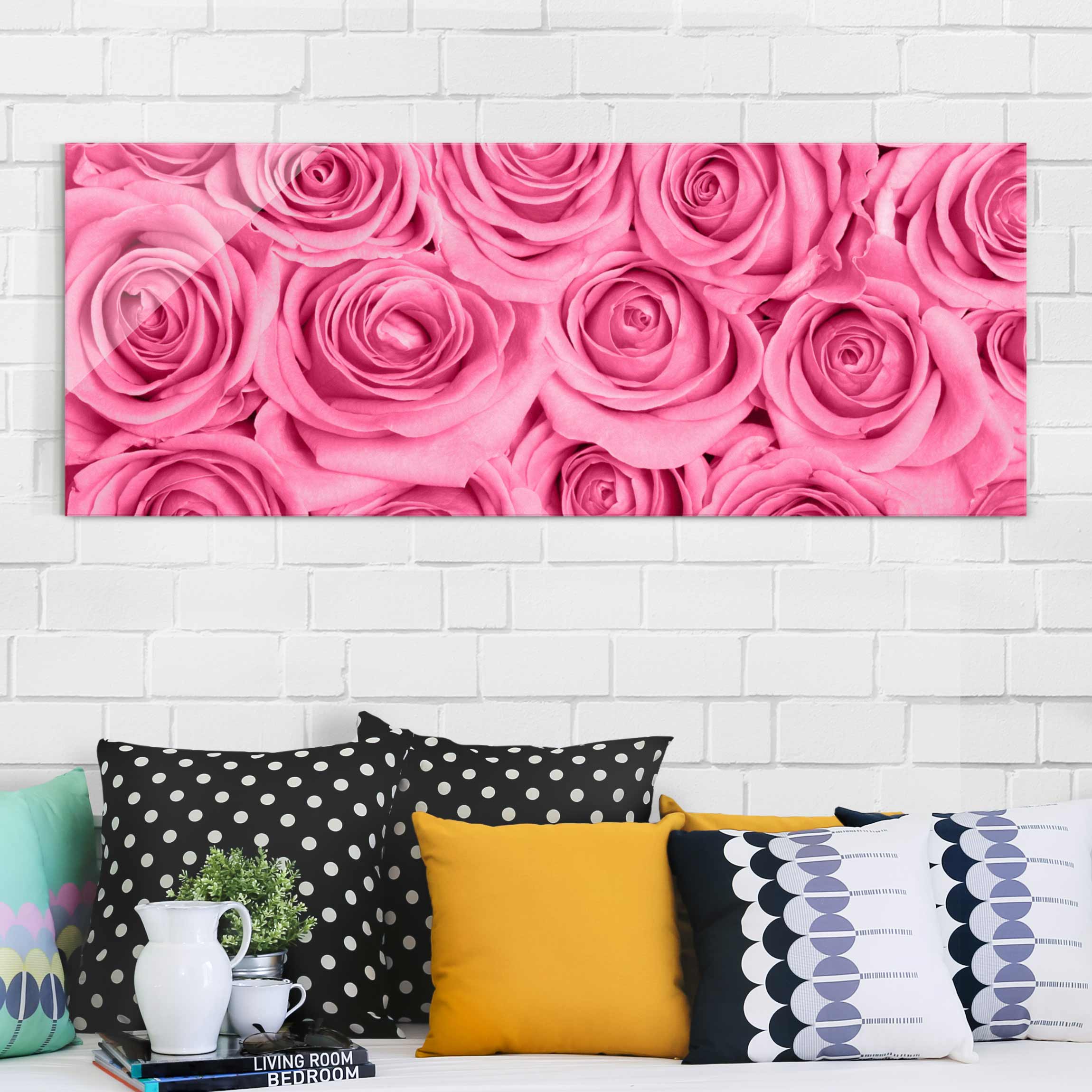 Glasbild - Panorama Rosa Rosen