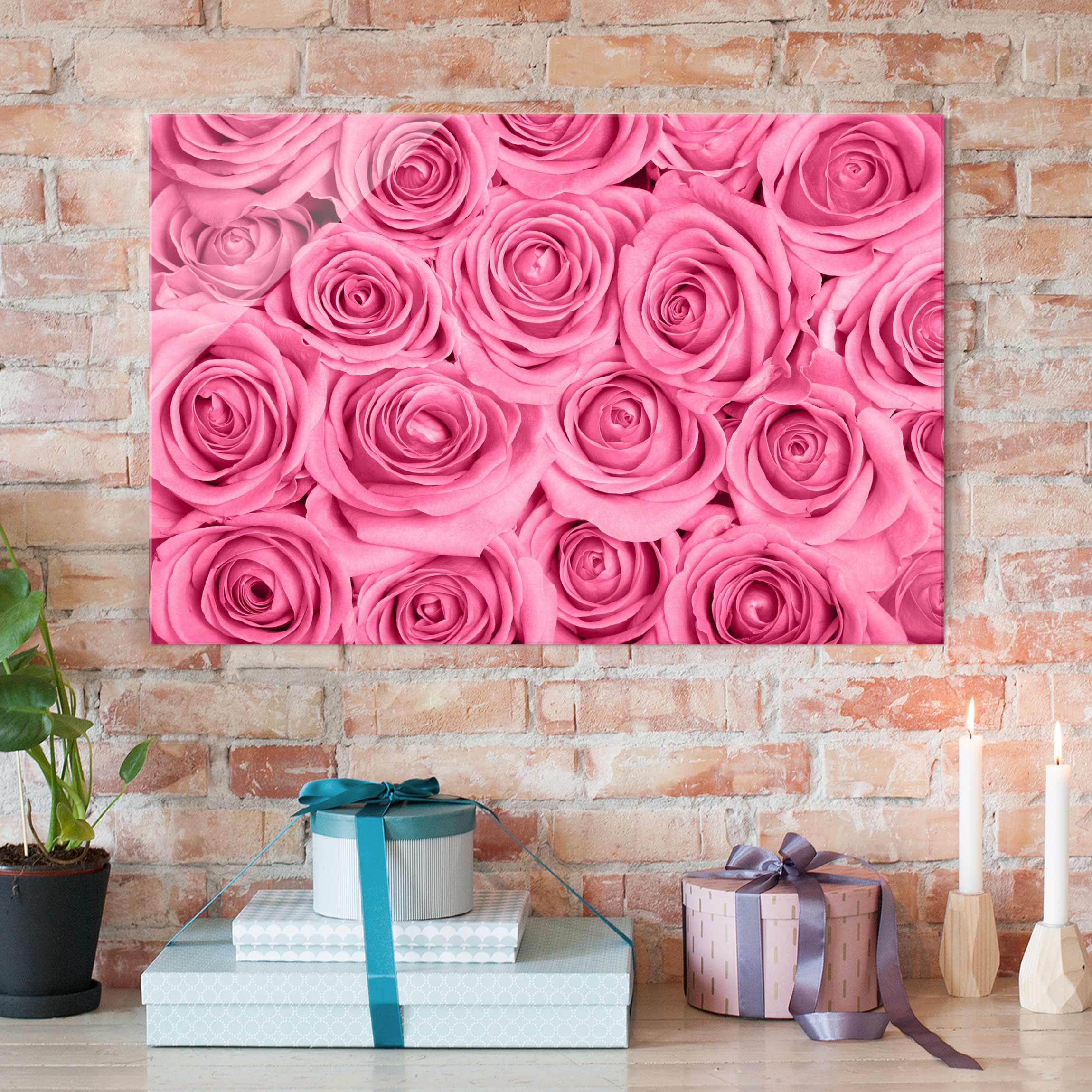 Glasbild - Querformat Rosa Rosen