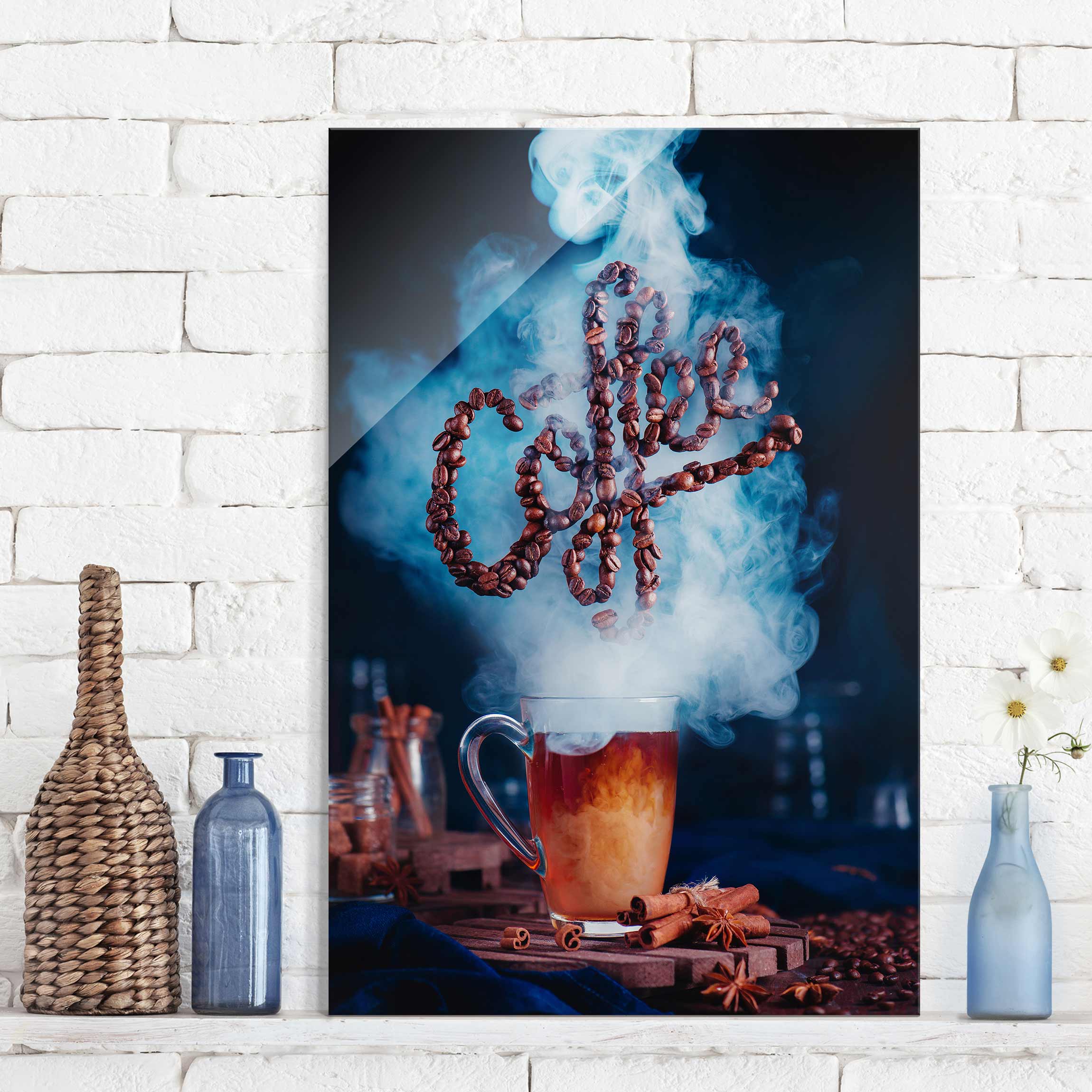 Glasbild Küche Smell the coffee