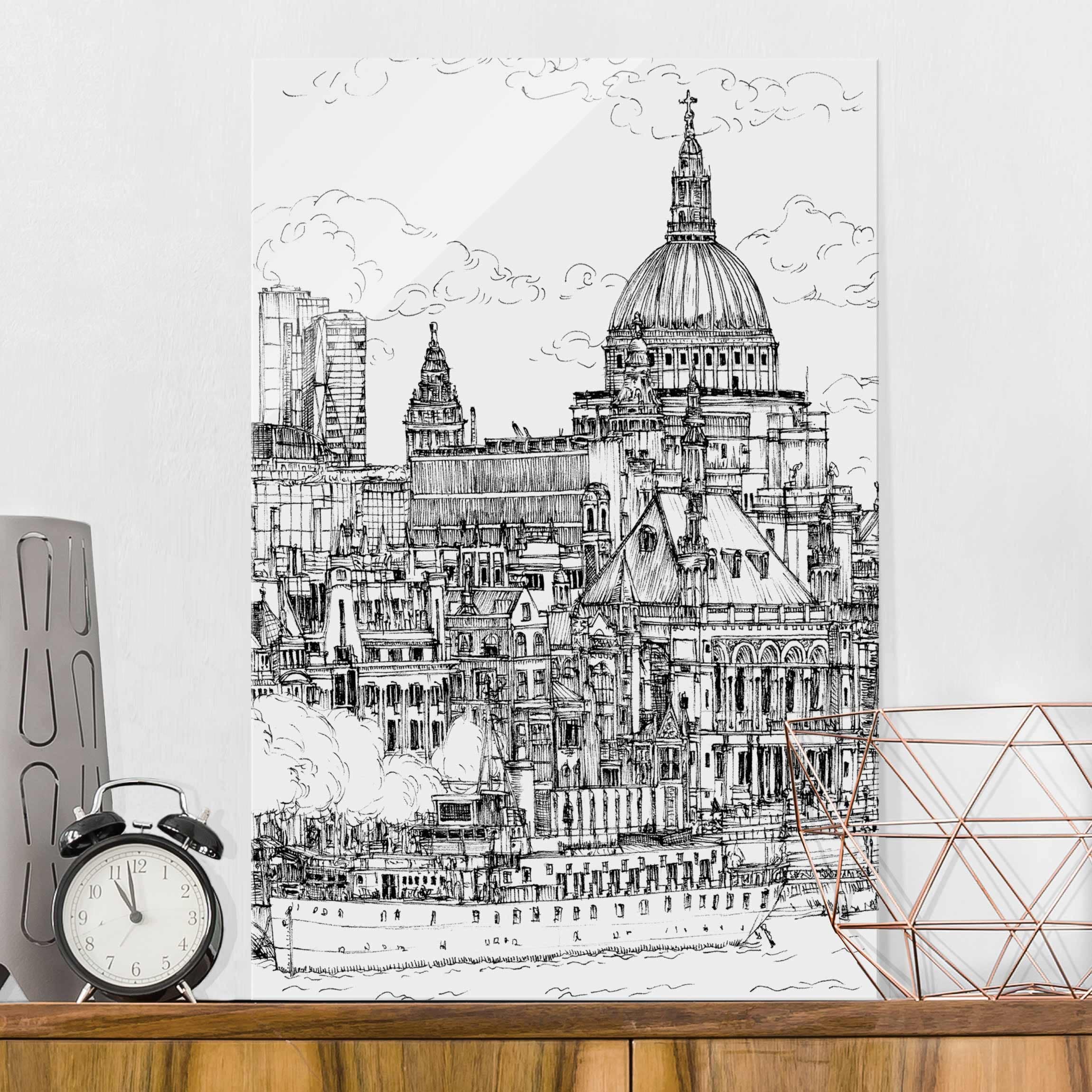 Glasbild - Hochformat Stadtstudie - Dom