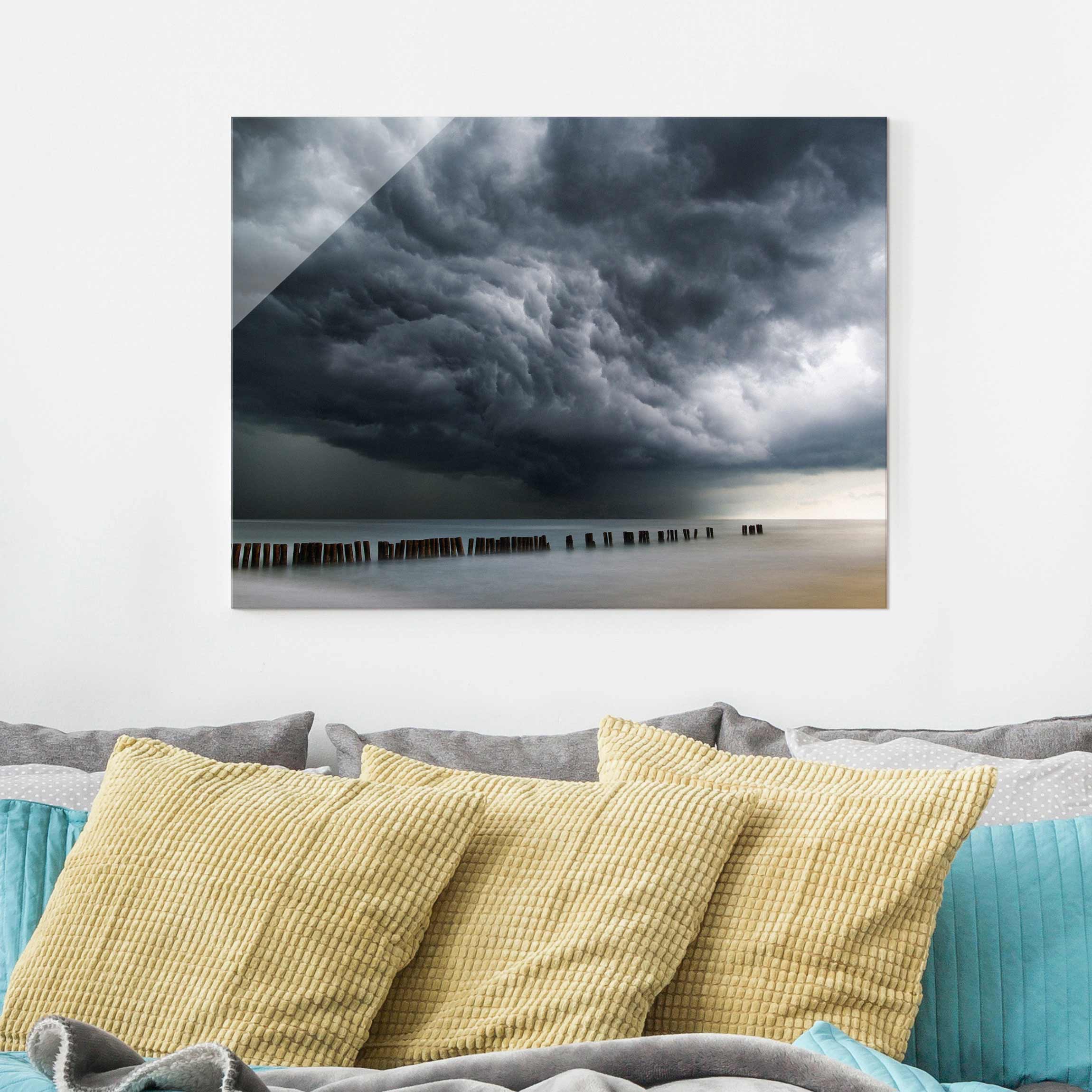 Glasbild - Querformat Sturmwolken über der Ostsee