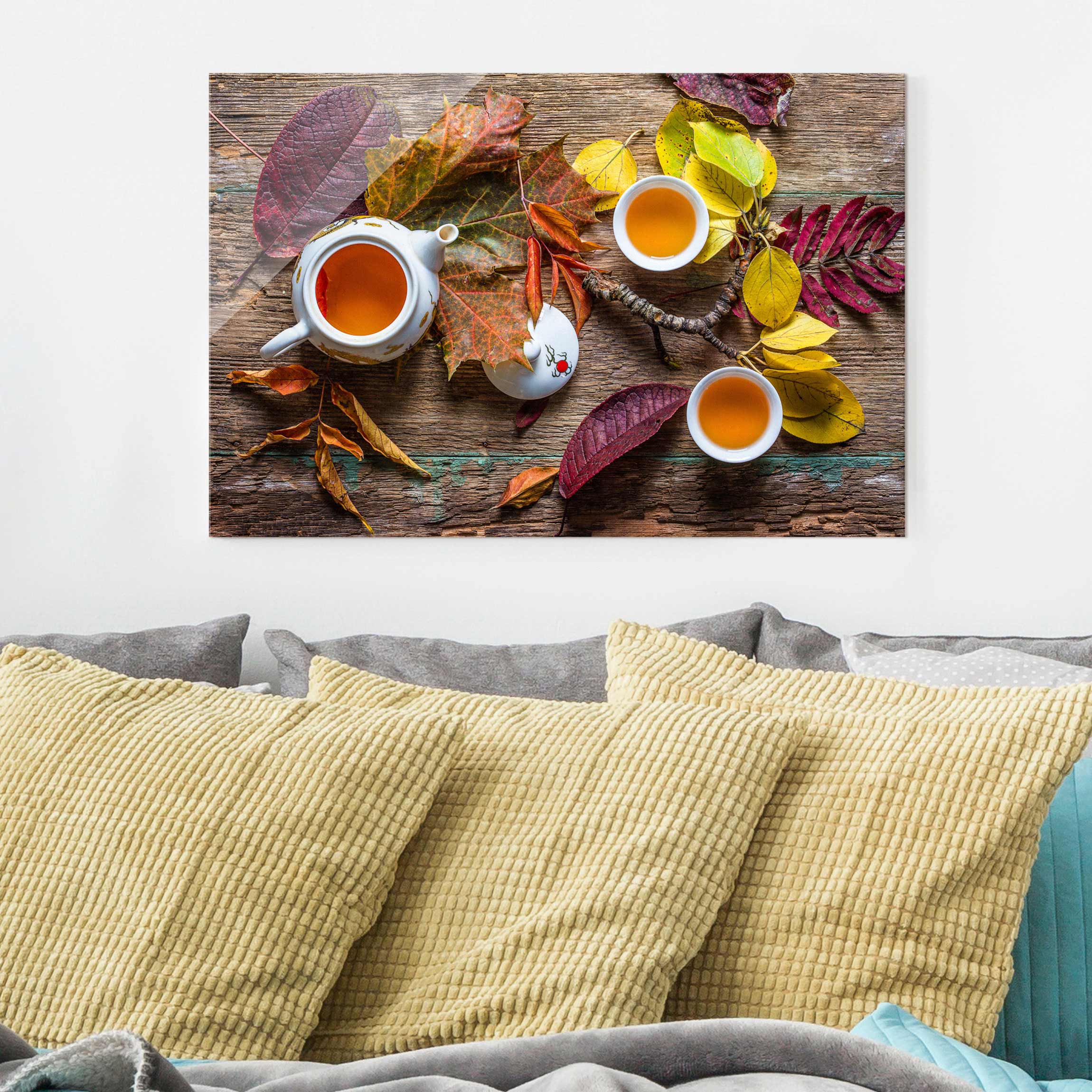 Glasbild - Querformat Tee im September