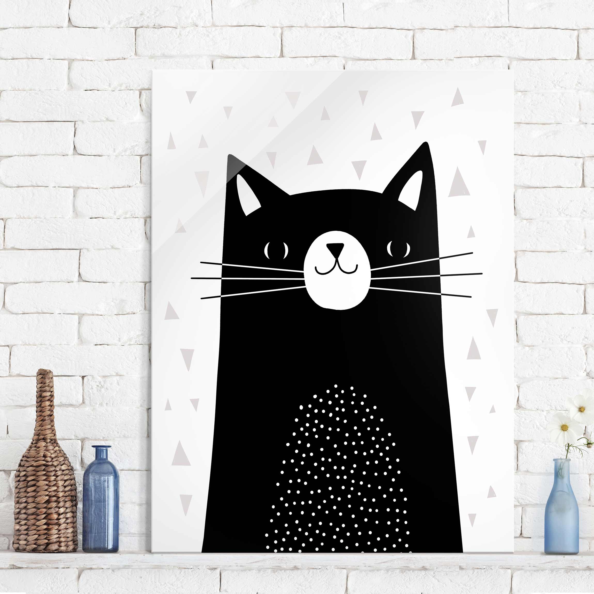 Glasbild - Hochformat Tierpark mit Mustern - Katze