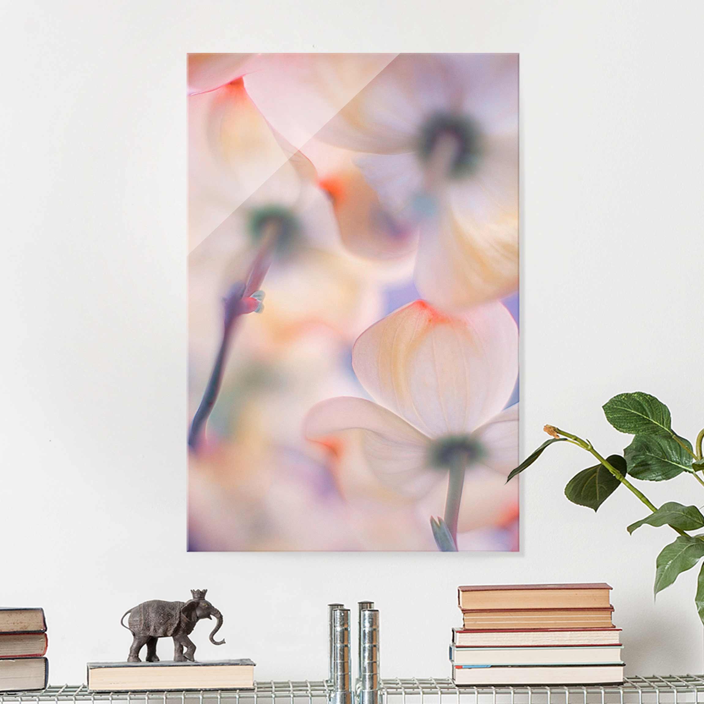 Glasbild - Hochformat Unter Blüten