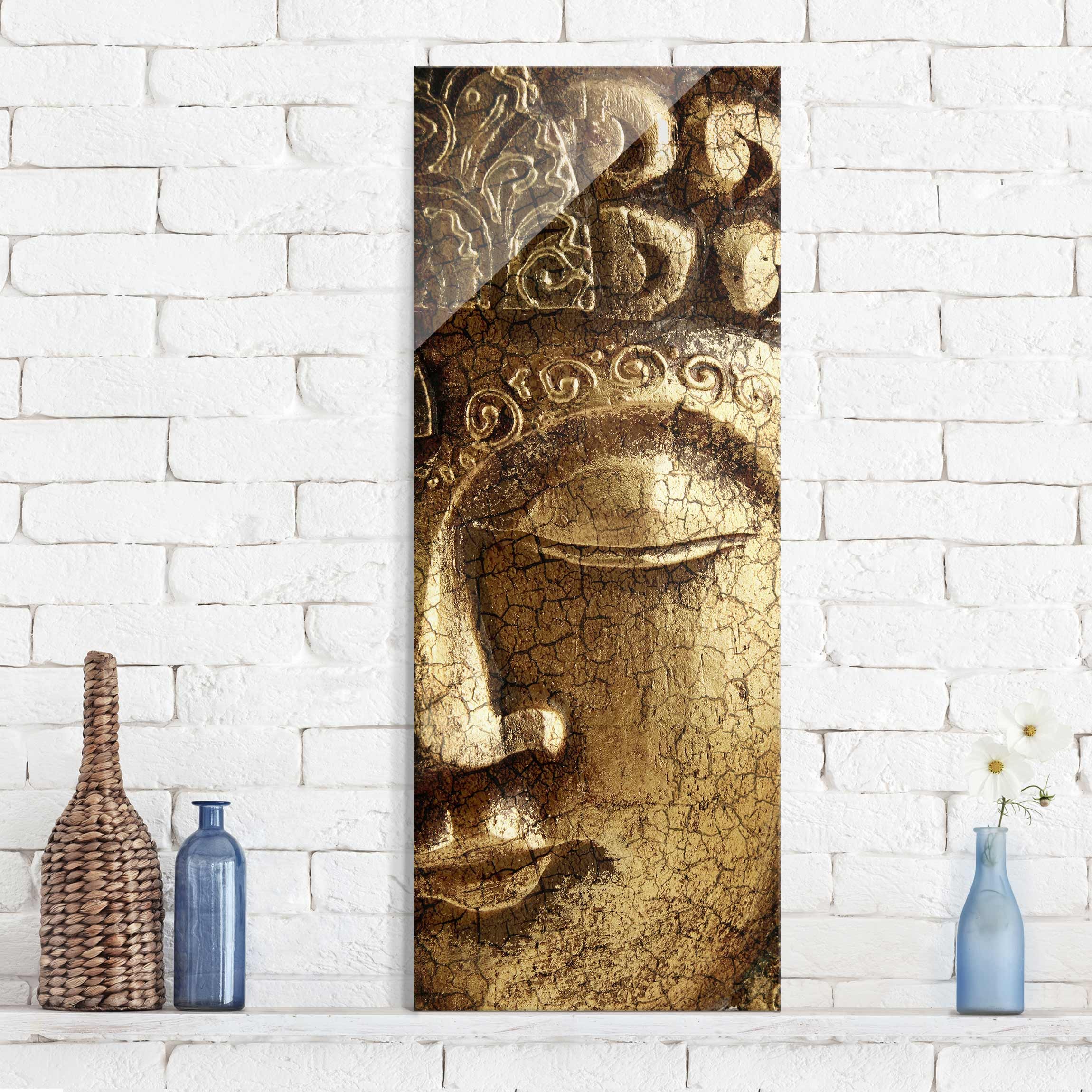 Glasbild - Hochformat Vintage Buddha
