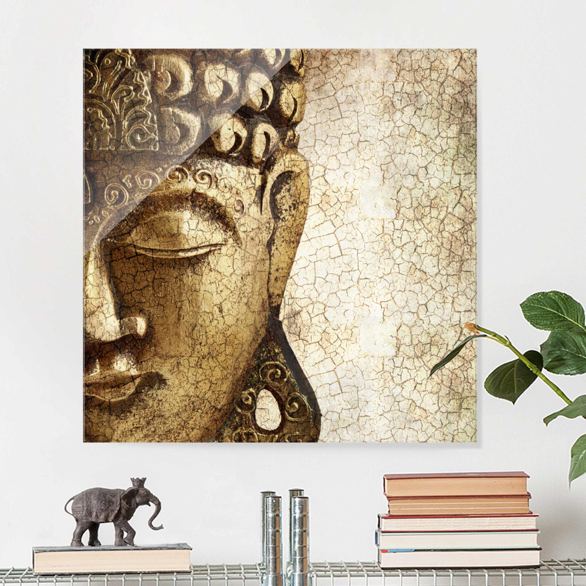 Glasbild - Quadrat Vintage Buddha