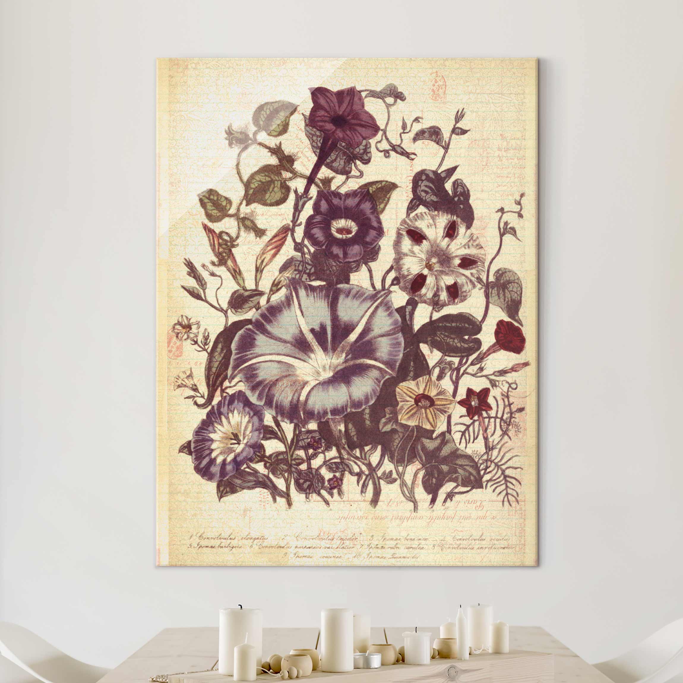 Glasbild - Hochformat Vintage Memory Blumenstrauss