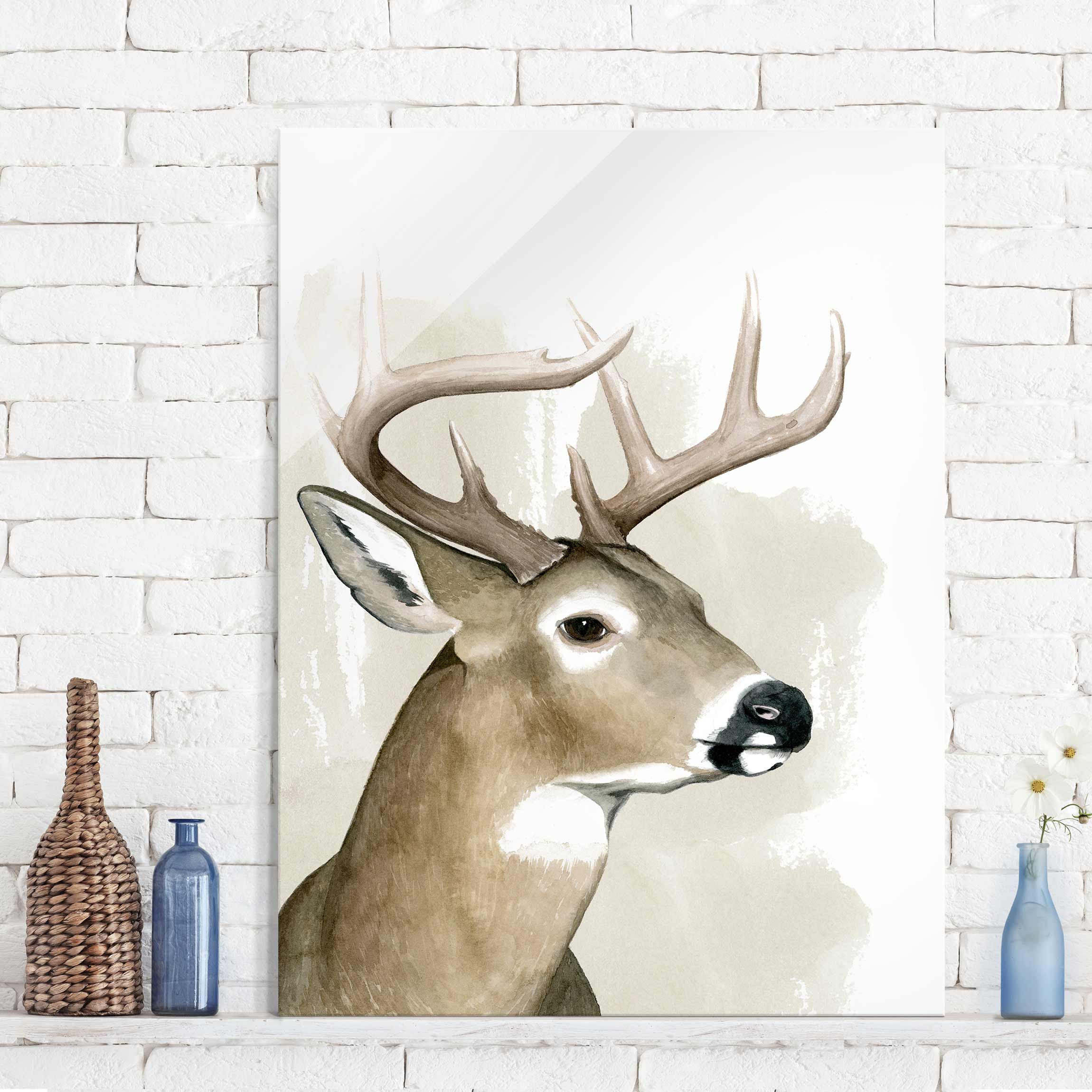 Glasbild Tiere Waldfreunde - Hirsch