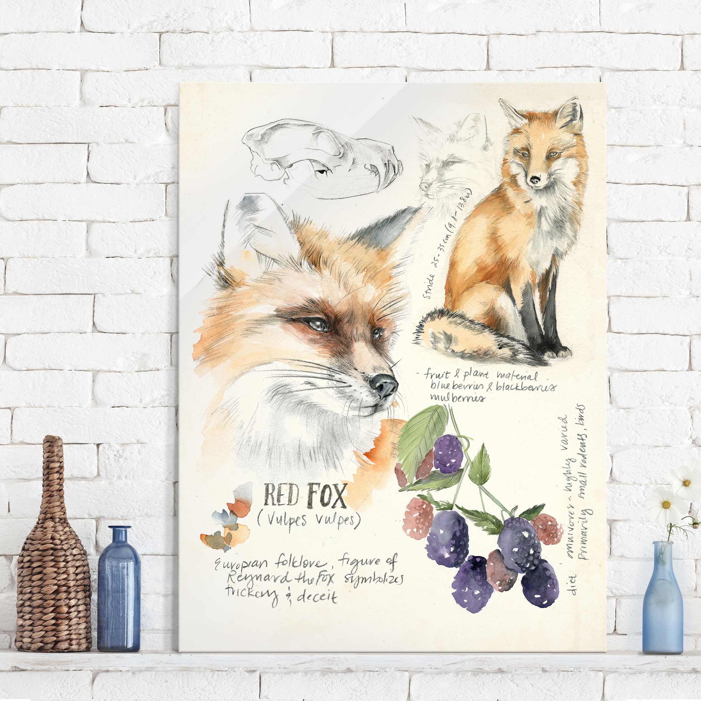 Glasbild Tiere Wildnis Journal - Fuchs