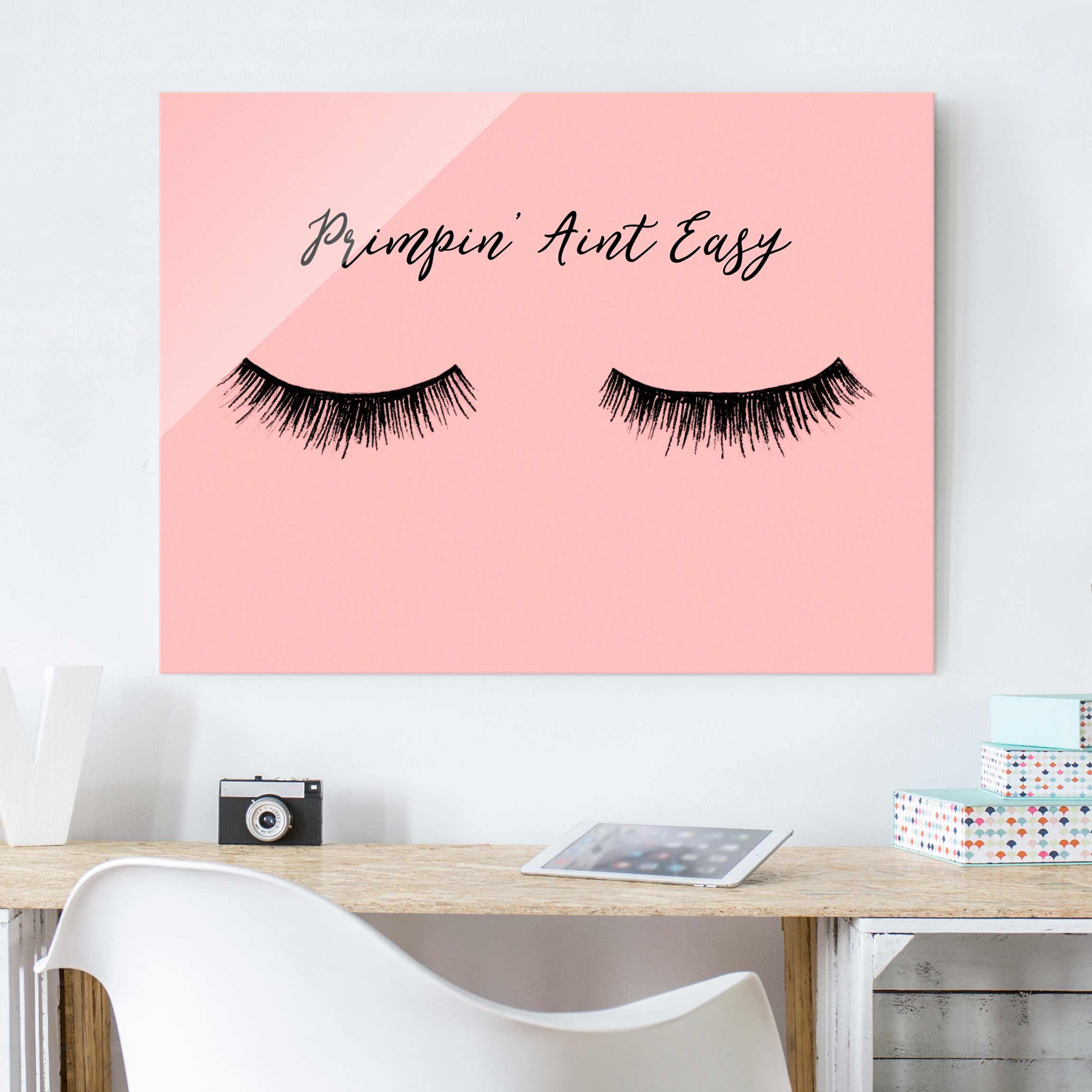 Glasbild Spruch Wimpern Chat - Primpin'