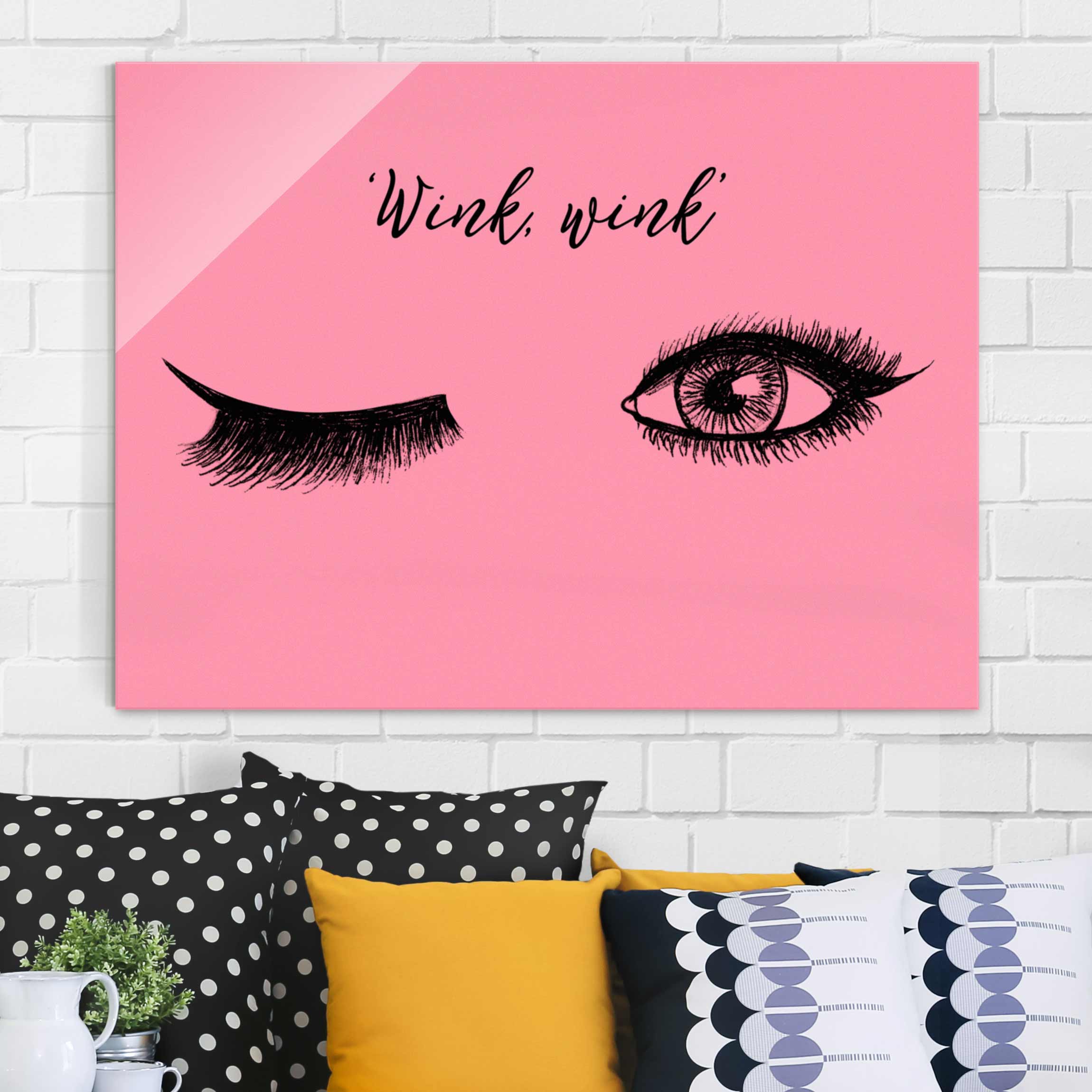Glasbild - Querformat Wimpern Chat - Wink