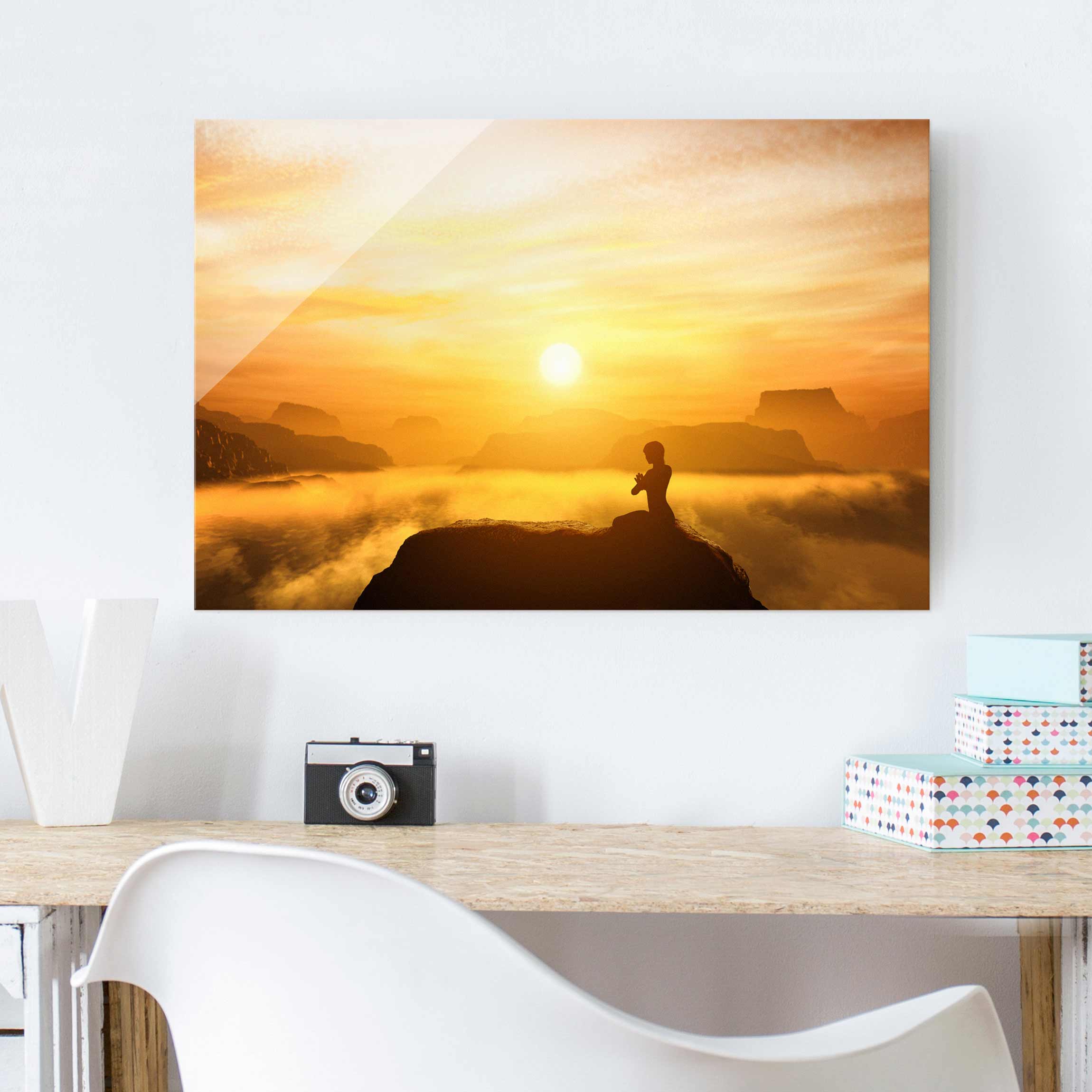 Glasbild - Querformat Yoga Meditation