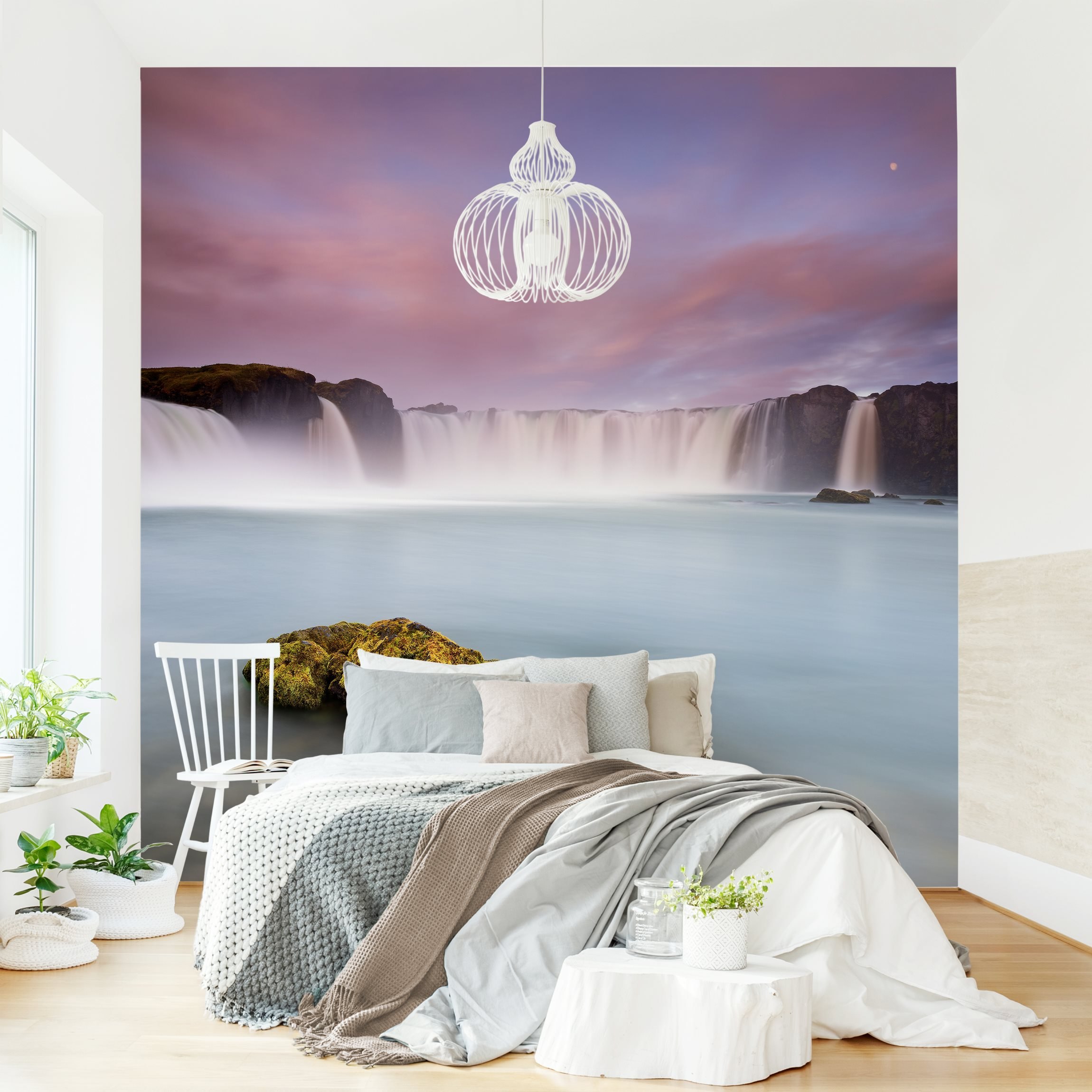 Fototapete Natur Goðafoss und der Mond
