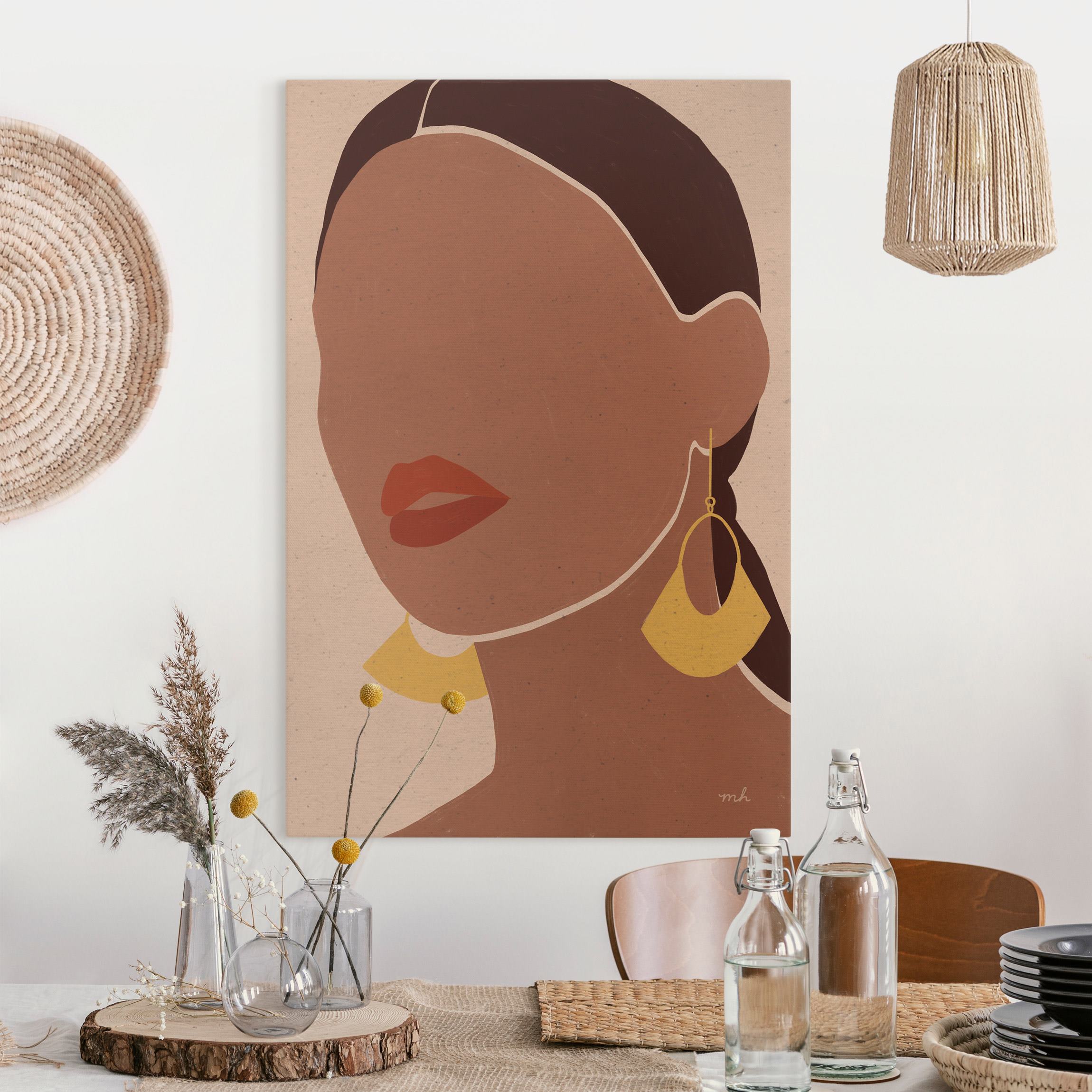Leinwandbild Goldene Fächer-Ohrringe