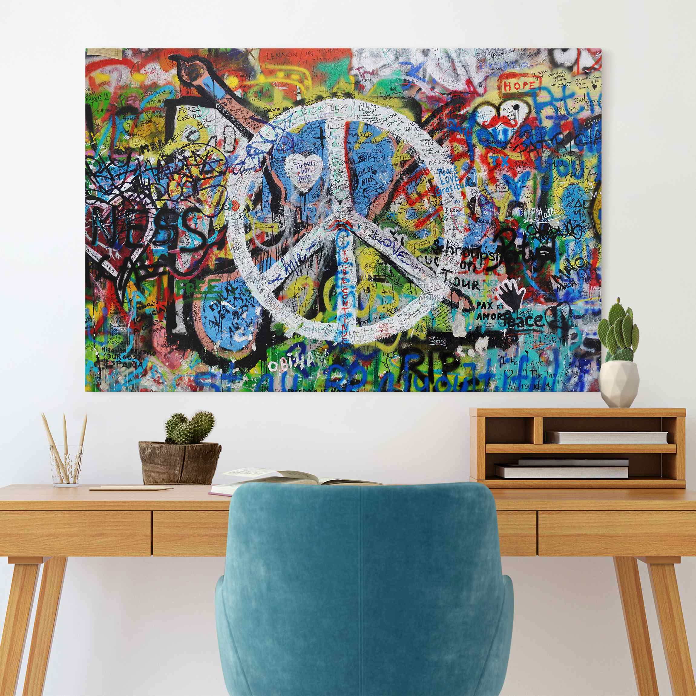 Leinwandbild Graffiti Wall Peace Sign