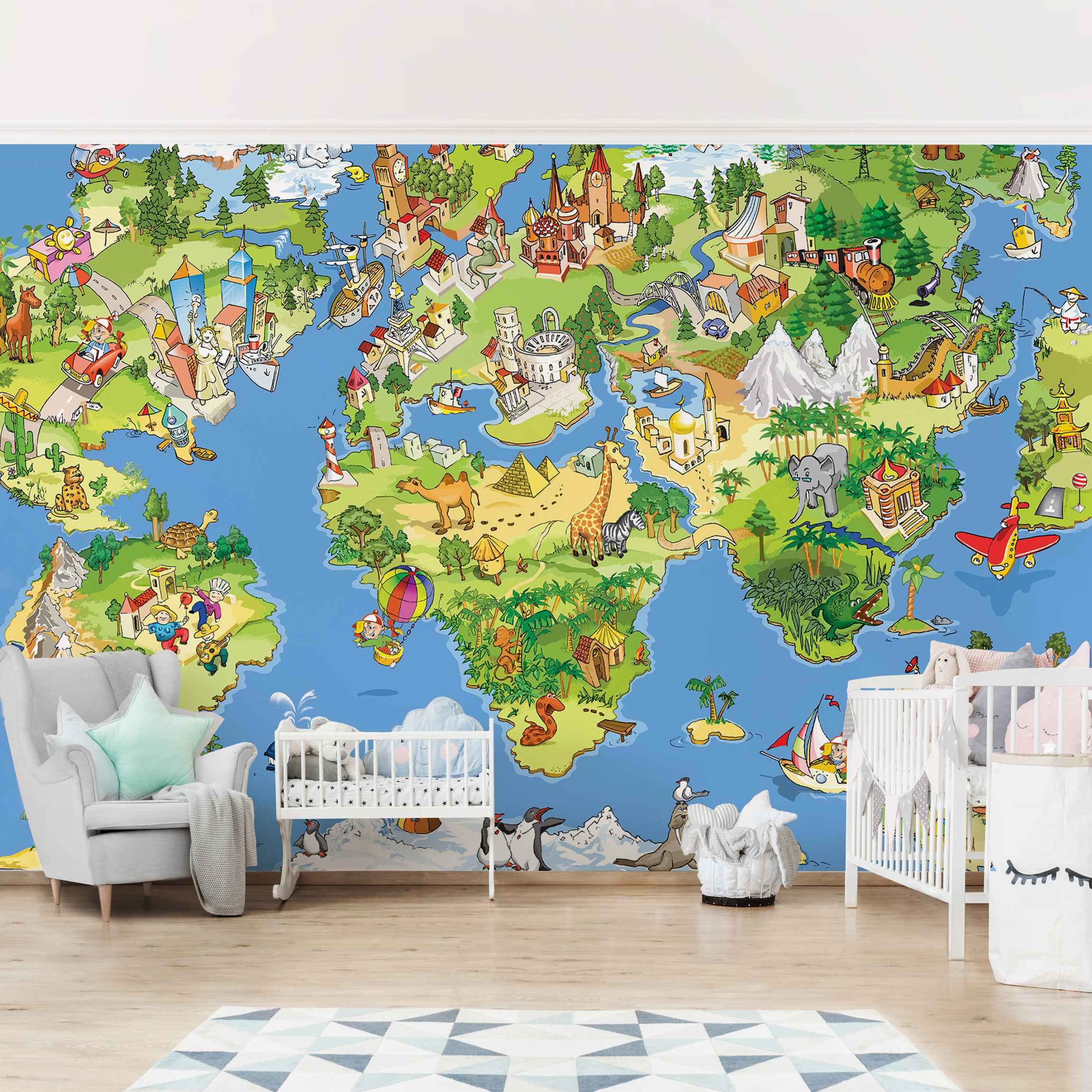 Fototapete Kinderzimmer Great and funny Worldmap