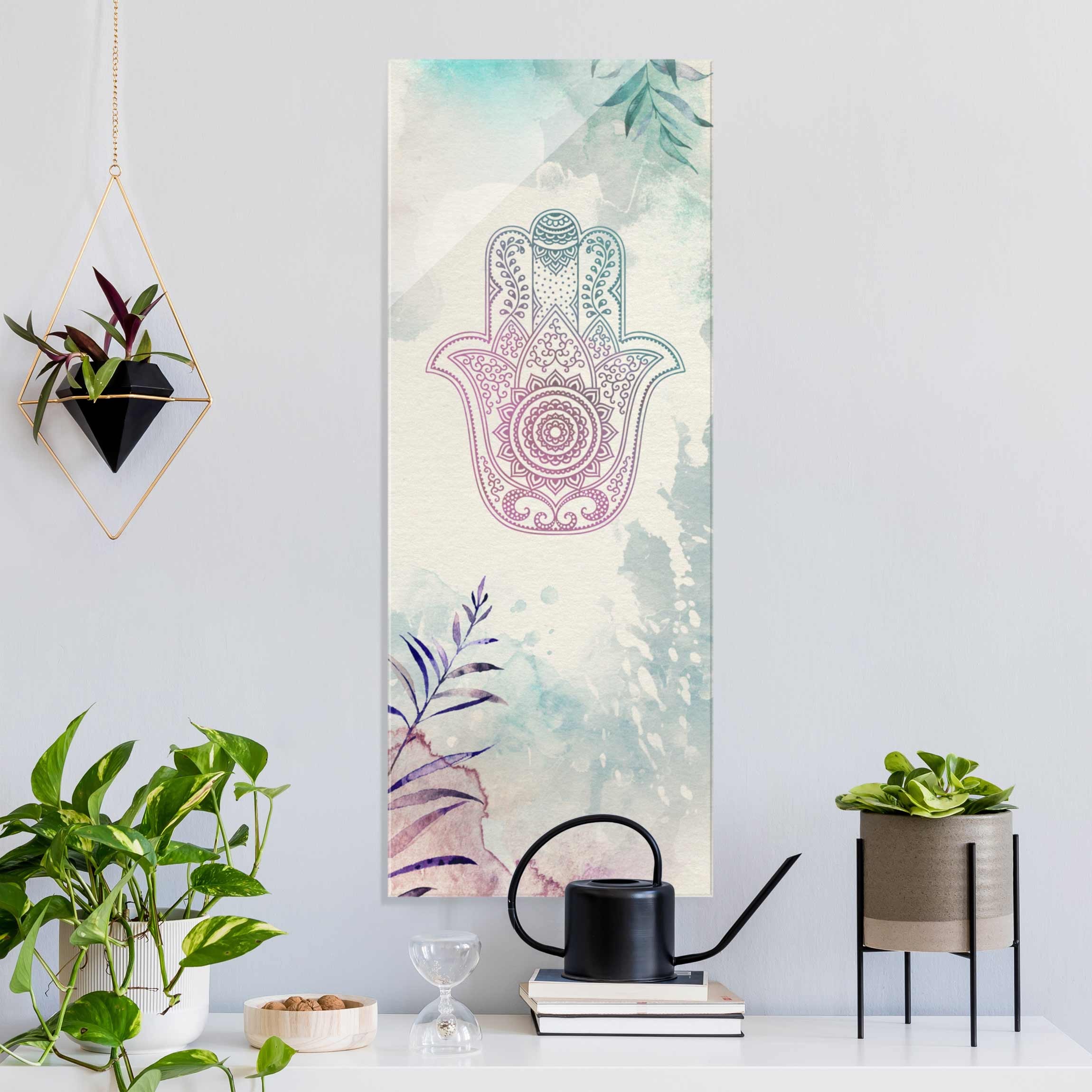 Glasbild Hand der Fatima Aquarell