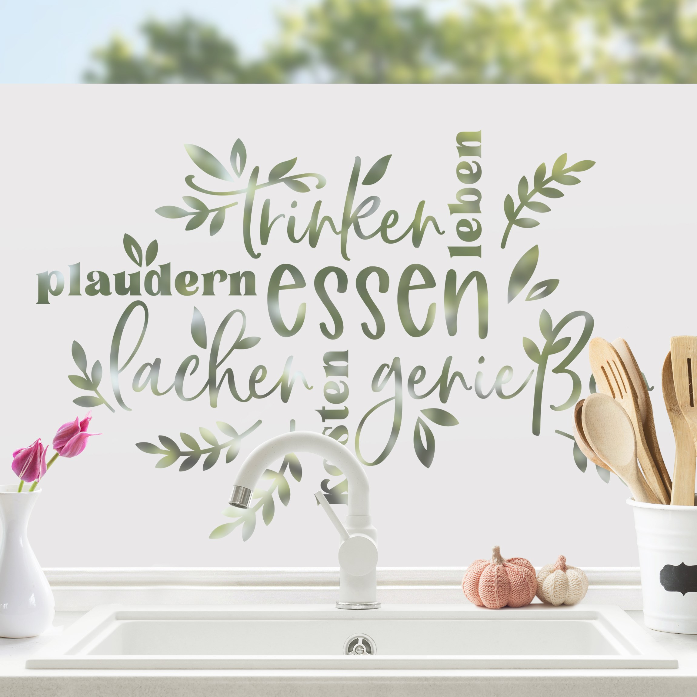 Fensterfolie Lachen, Essen und Genießen II