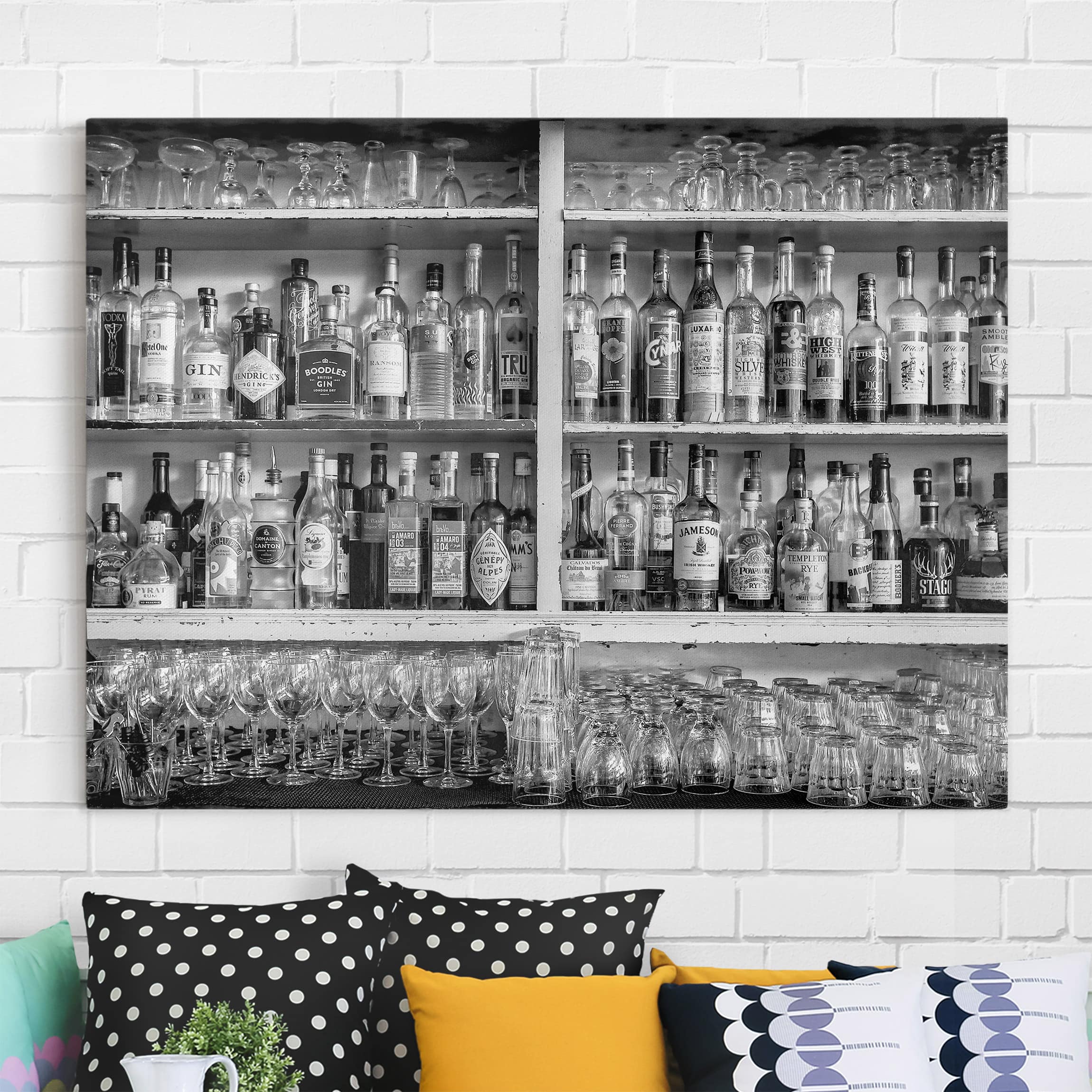 Leinwandbild Schwarz-Weiß Bar Schwarz Weiß
