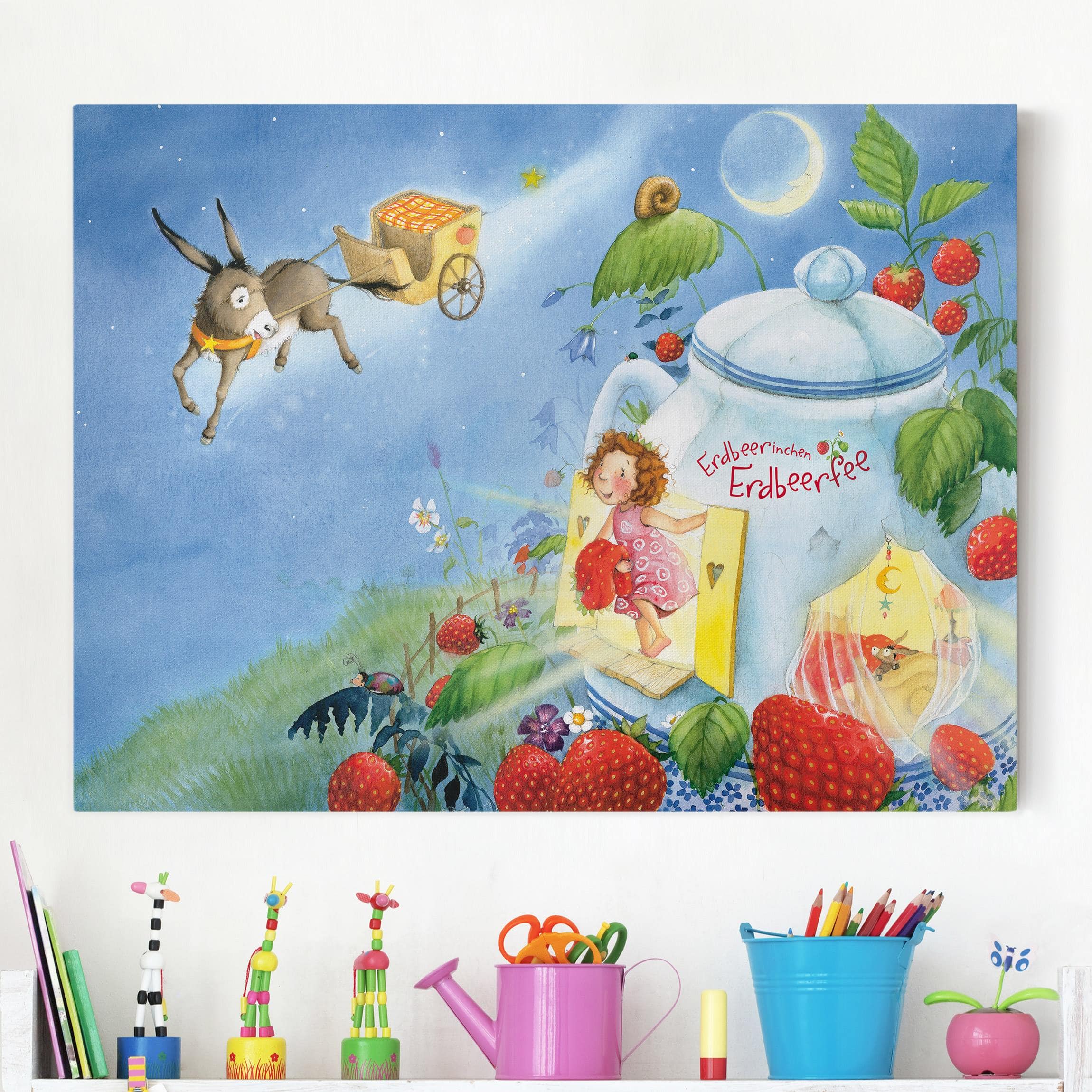 Leinwandbild Kinderzimmer Erdbeerinchen Erdbeerfee - Traumeselchen Casimir