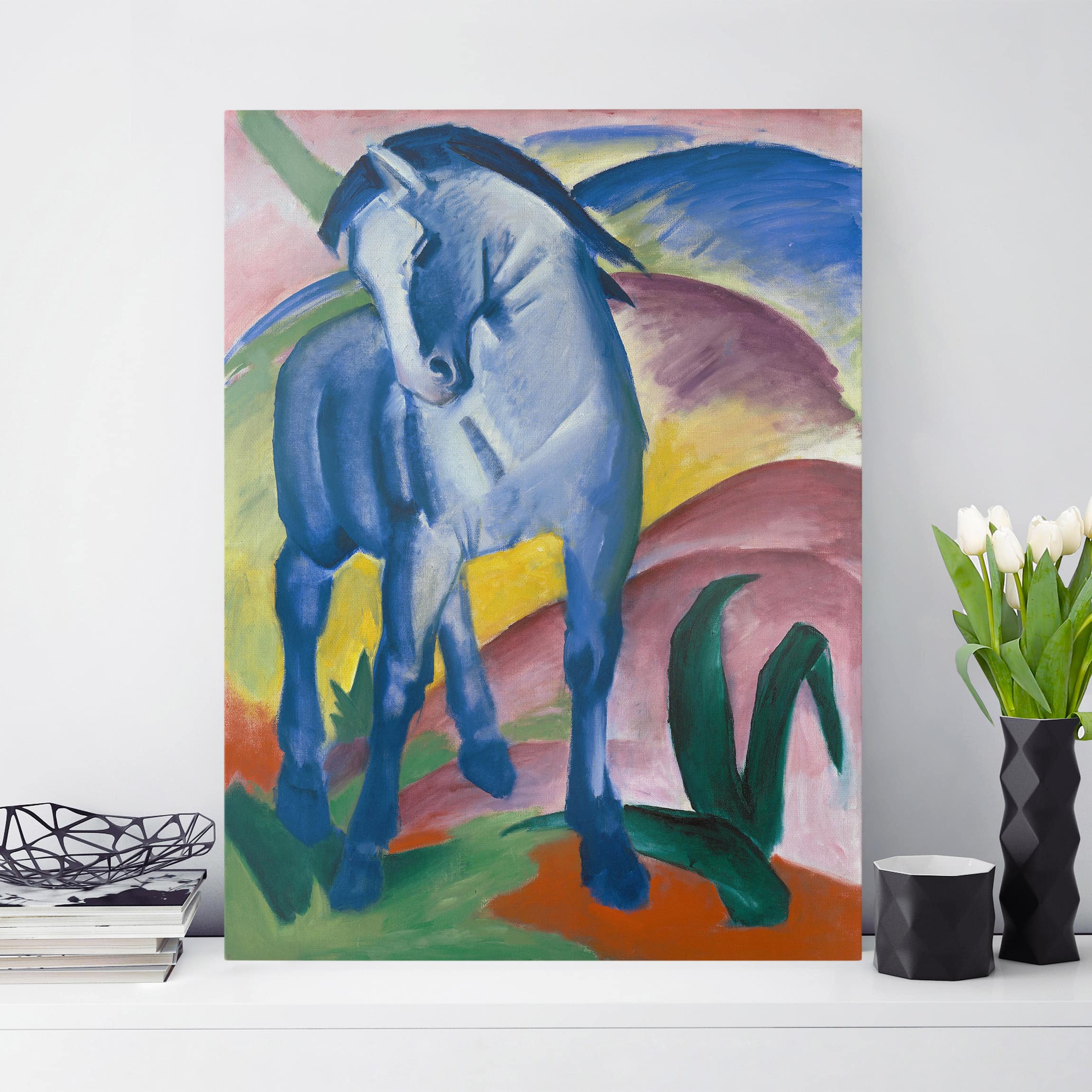 Leinwandbild Kunstdruck Franz Marc - Blaues Pferd