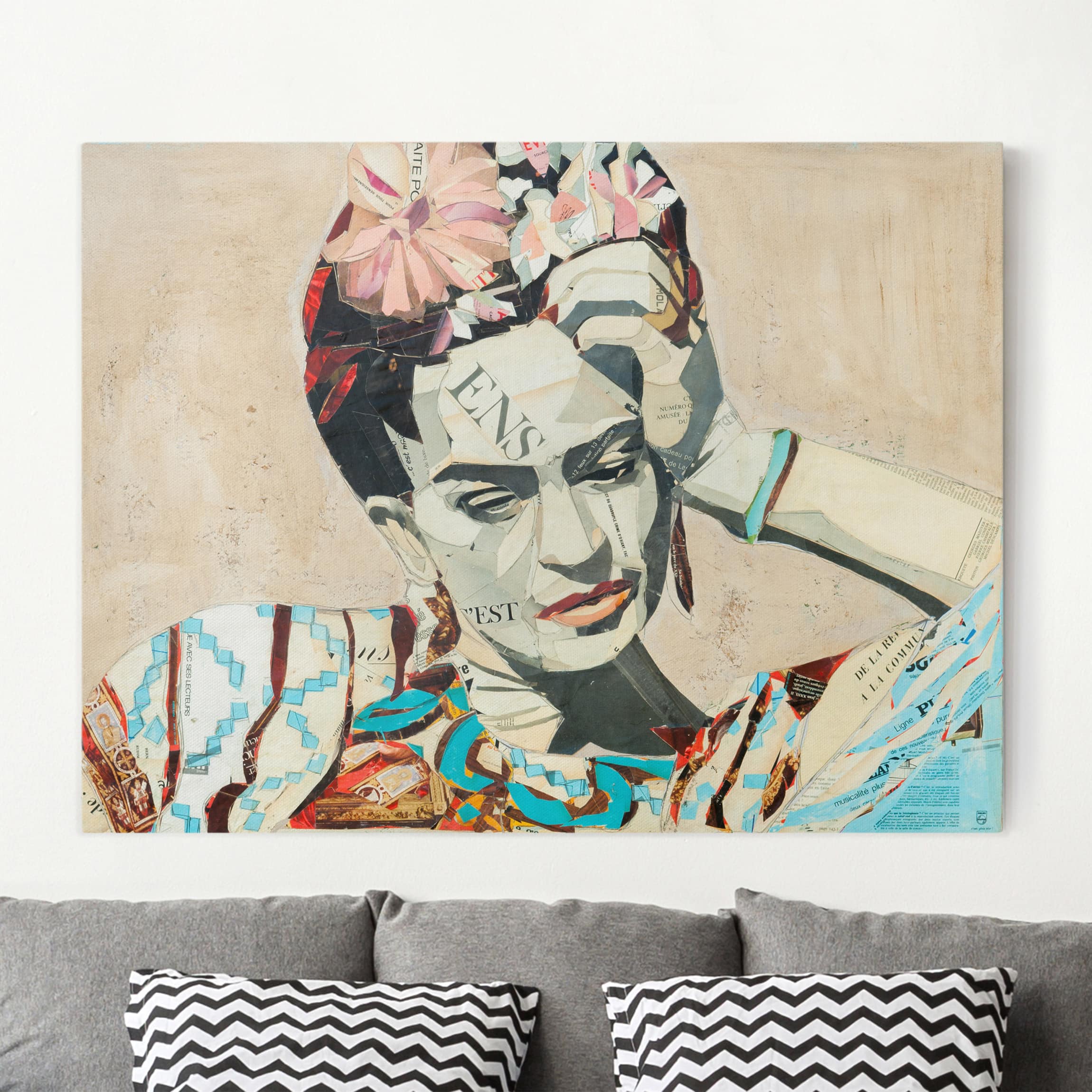 Leinwandbild - Querformat Frida Kahlo - Collage No.1