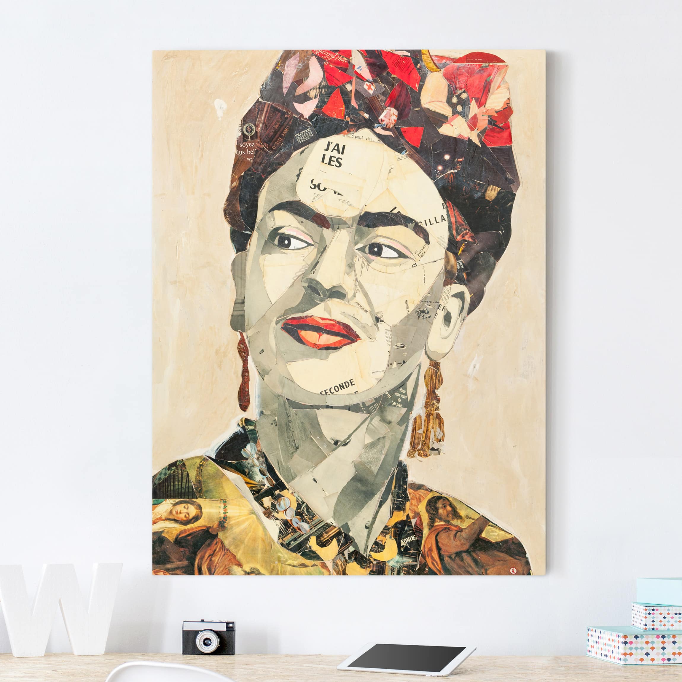 Leinwandbild - Hochformat Frida Kahlo - Collage No.2