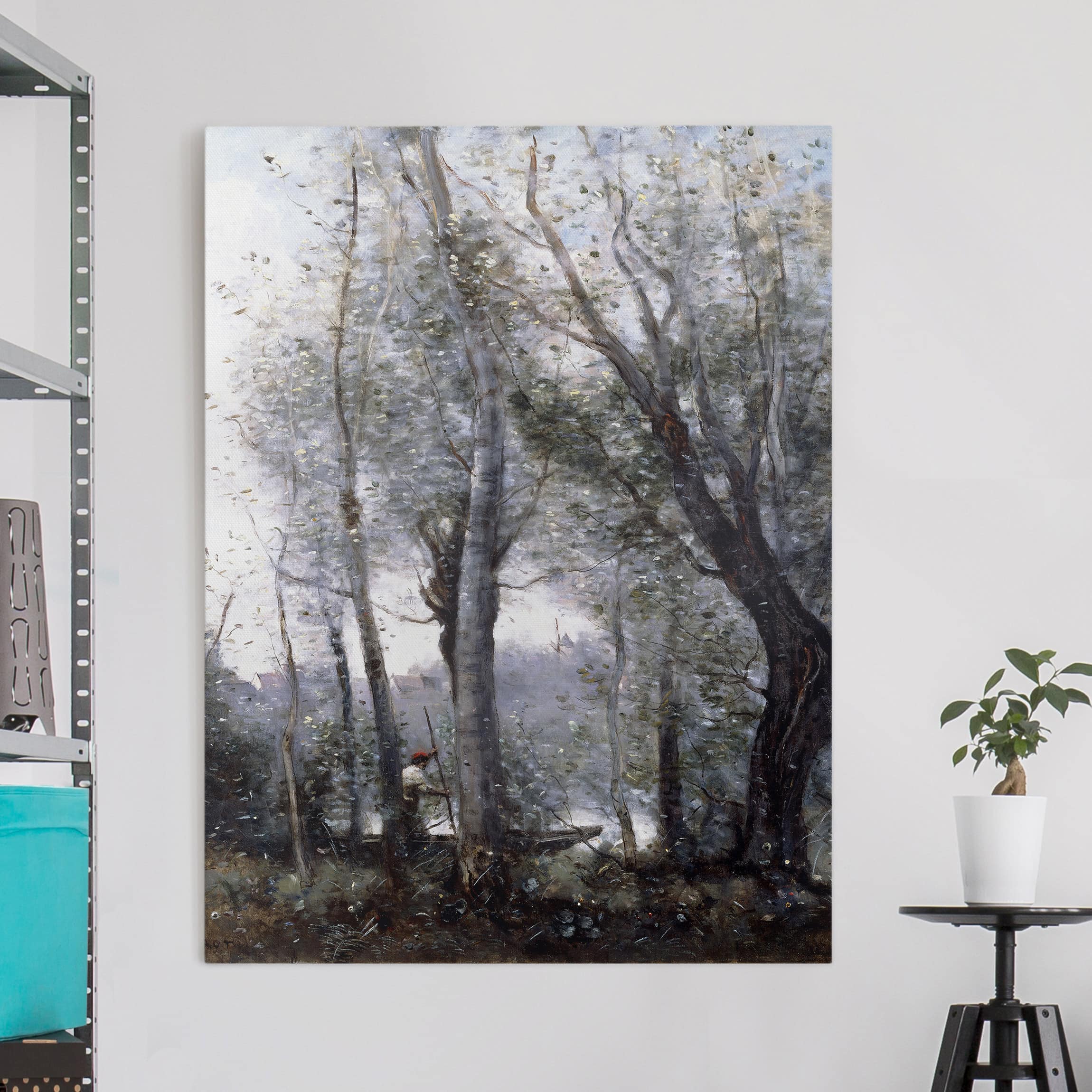 Leinwandbild Kunstdruck Jean-Baptiste Camille Corot - Ein Flussschiffer
