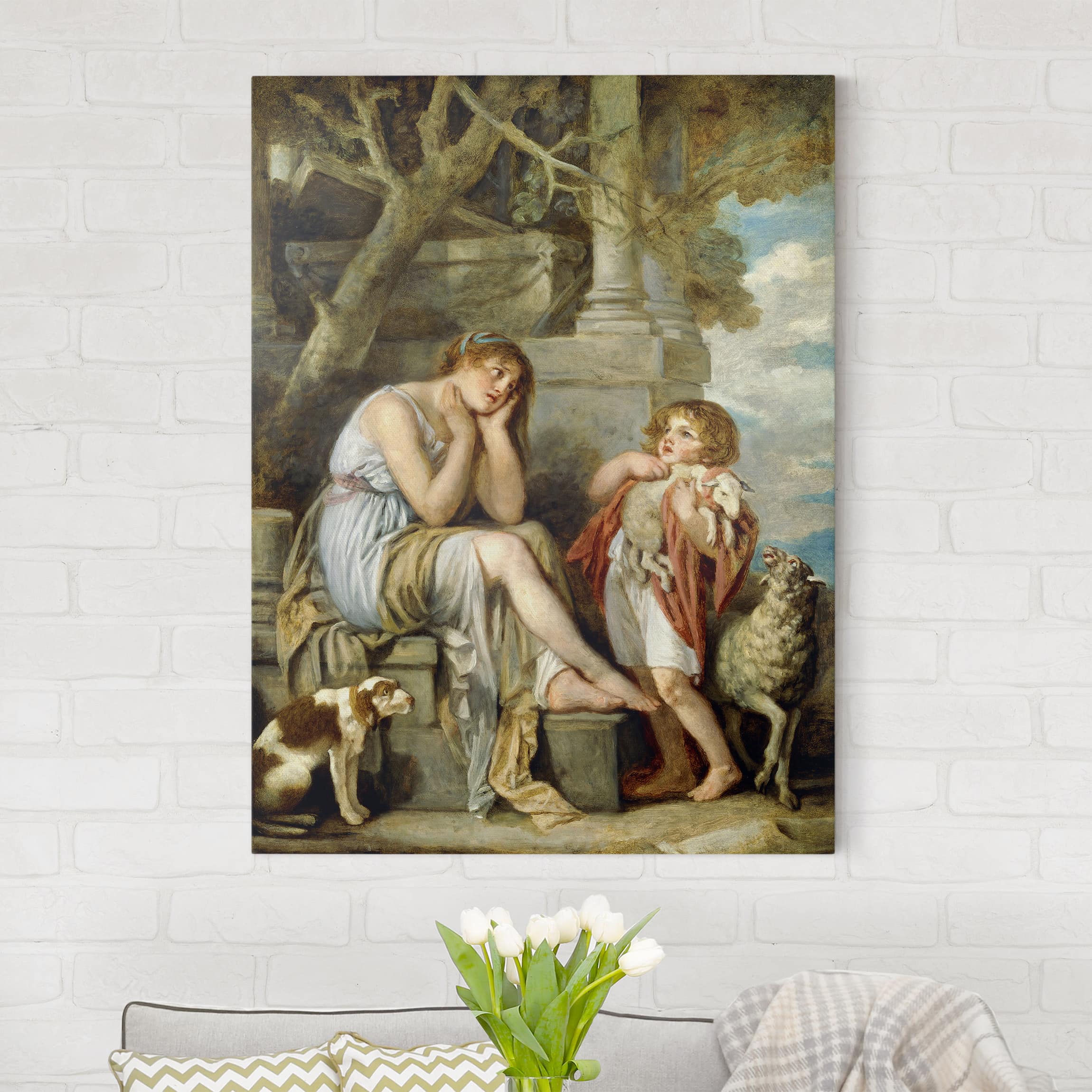 Leinwandbild - Hochformat Jean Baptiste Greuze - L'Agneau Chéri