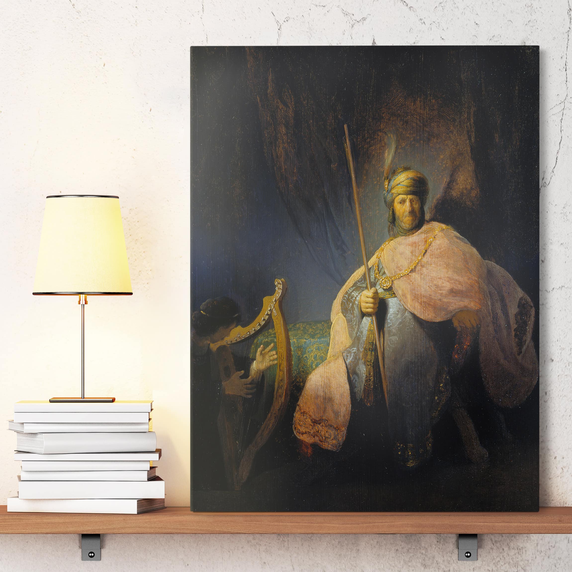 Leinwandbild - Hochformat Rembrandt van Rijn - David spielt Harfe