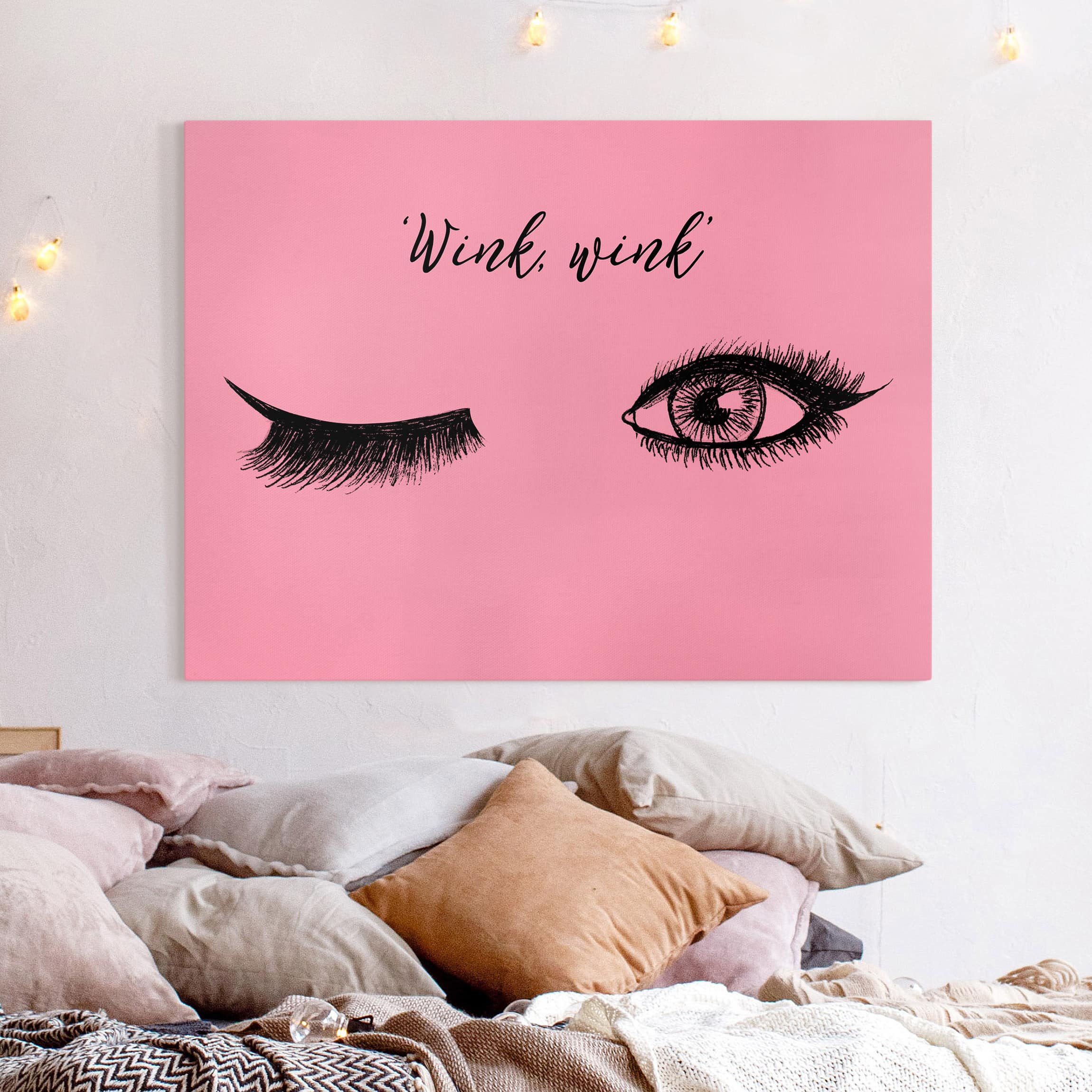 Leinwandbild - Querformat Wimpern Chat - Wink