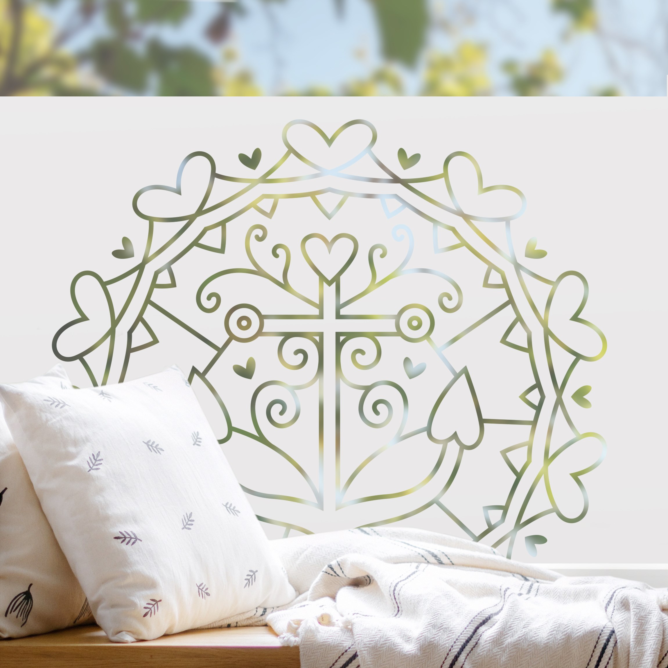 Fensterfolie Mandala Herz Anker II