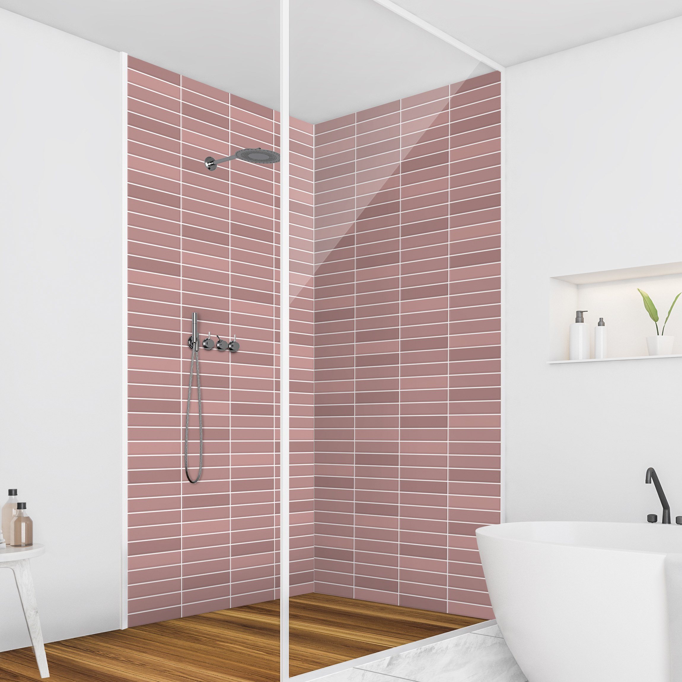 Duschrückwand Metro Fliesen - Altrosa