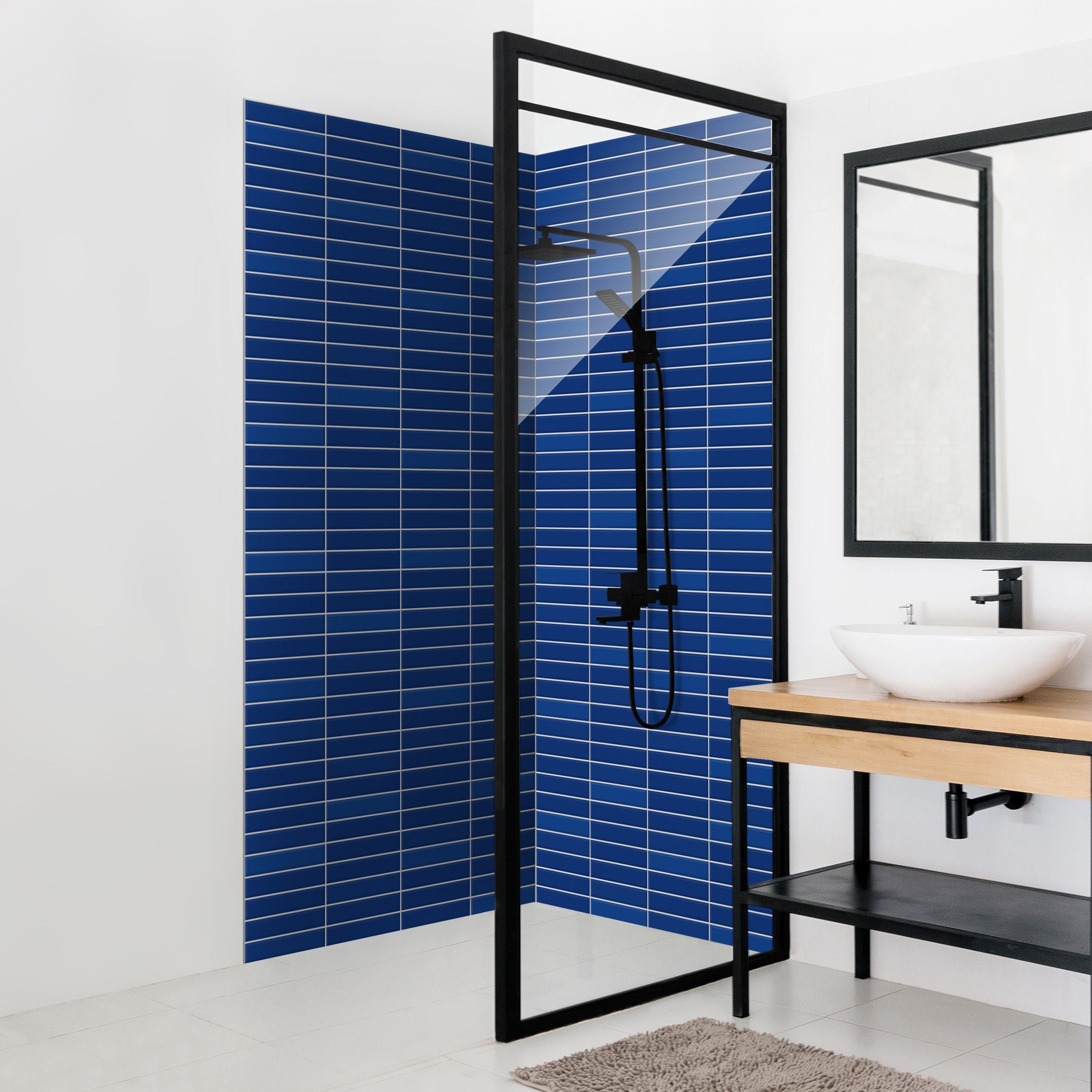 Duschrückwand Metro Fliesen - Blau
