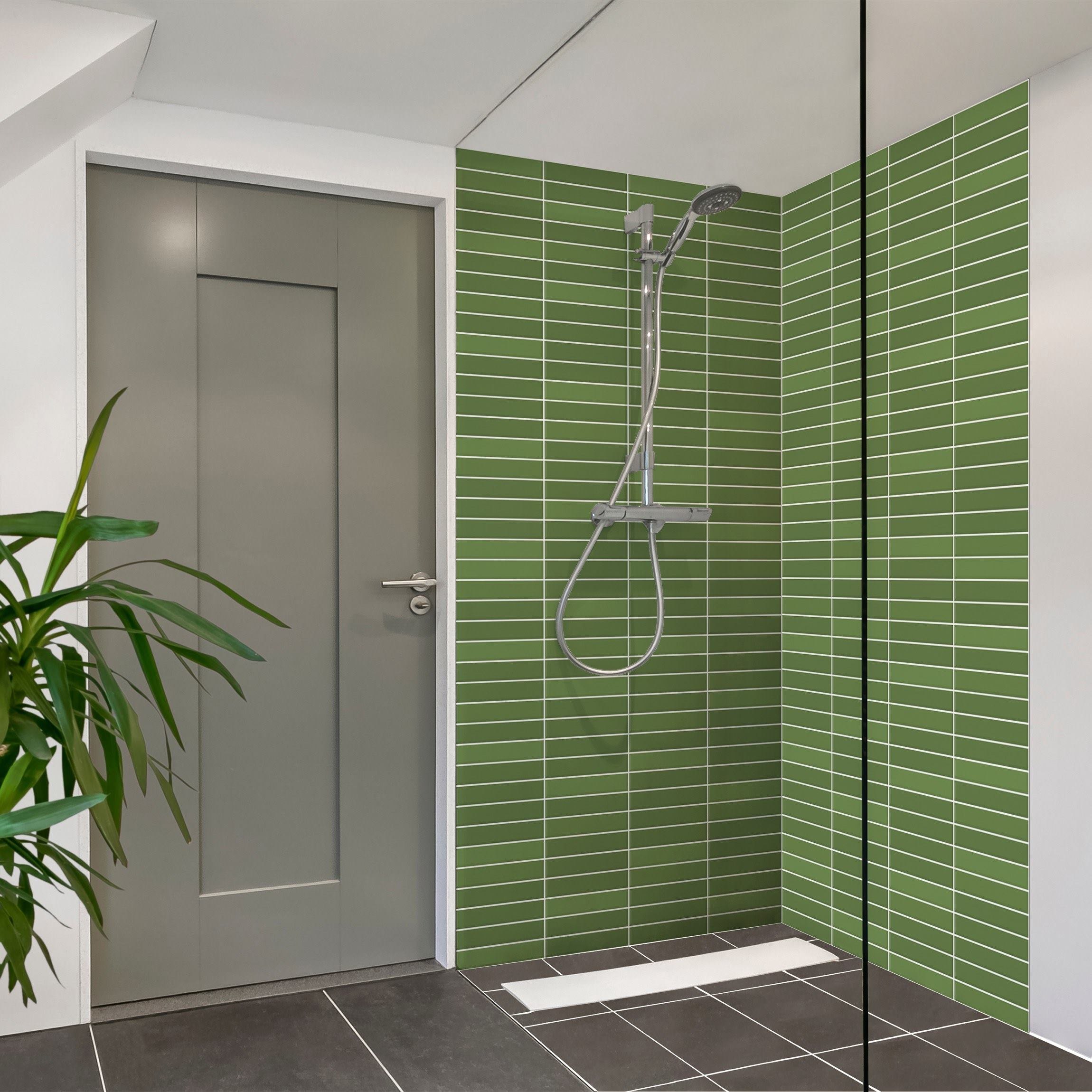 Duschrückwand Metro Fliesen - Grün
