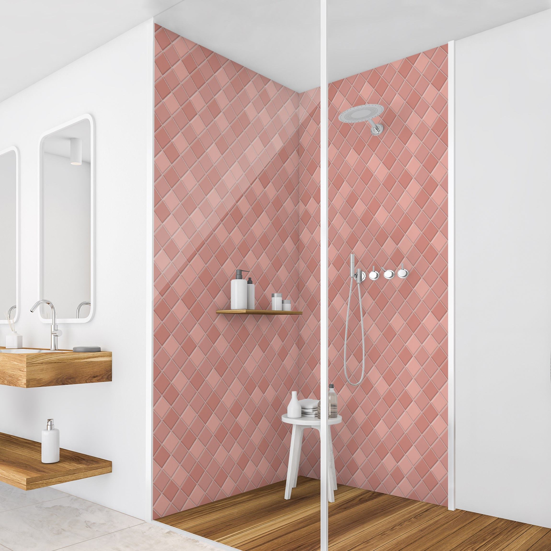 Duschrückwand Mosaik Fliesen - Altrosa