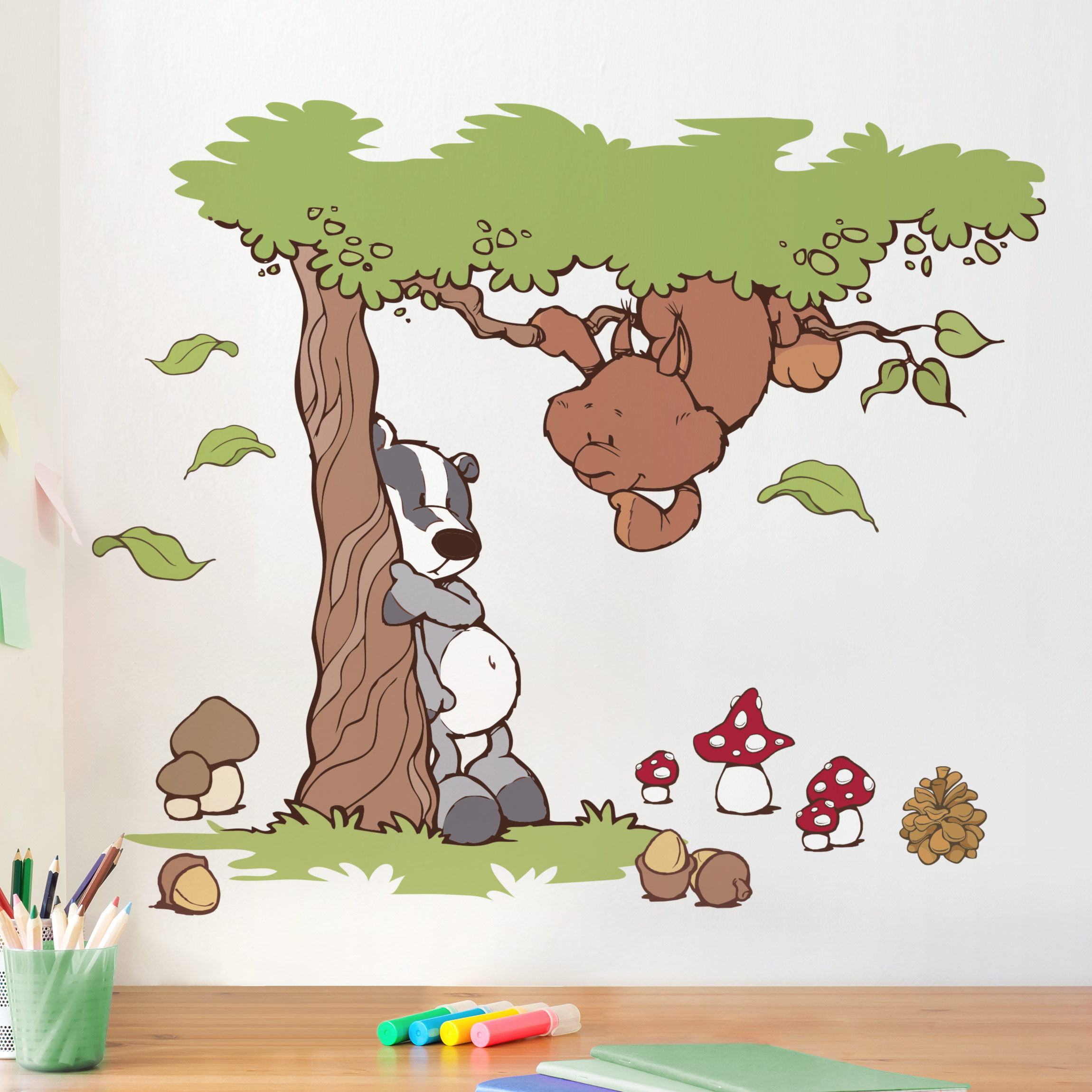 Wandtattoo 11-teilig NICI - Forest Friends - Stinktier Steve & Eichhörnchen