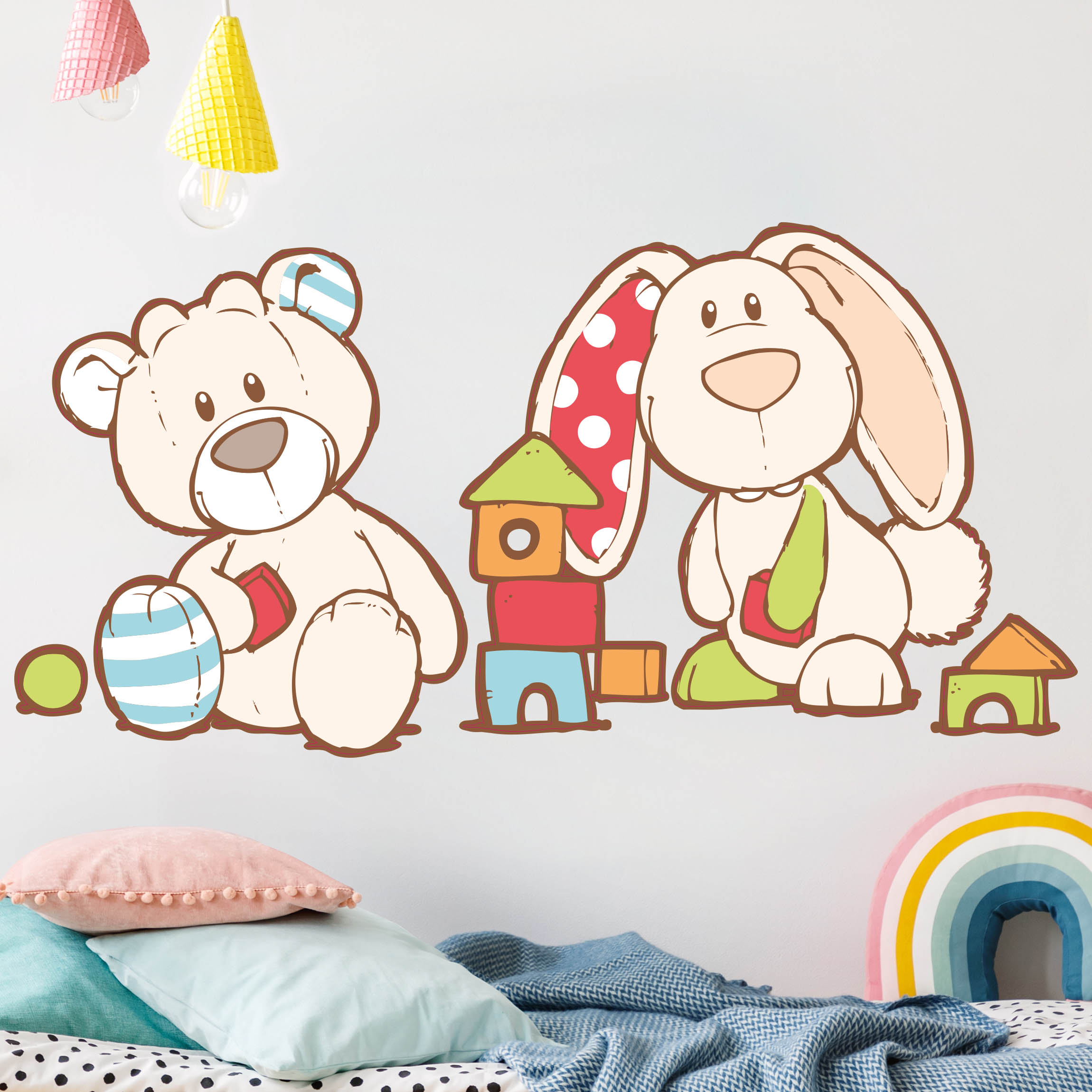 Wandtattoo 4-teilig NICI - My First NICI - Bär und Hase spielen