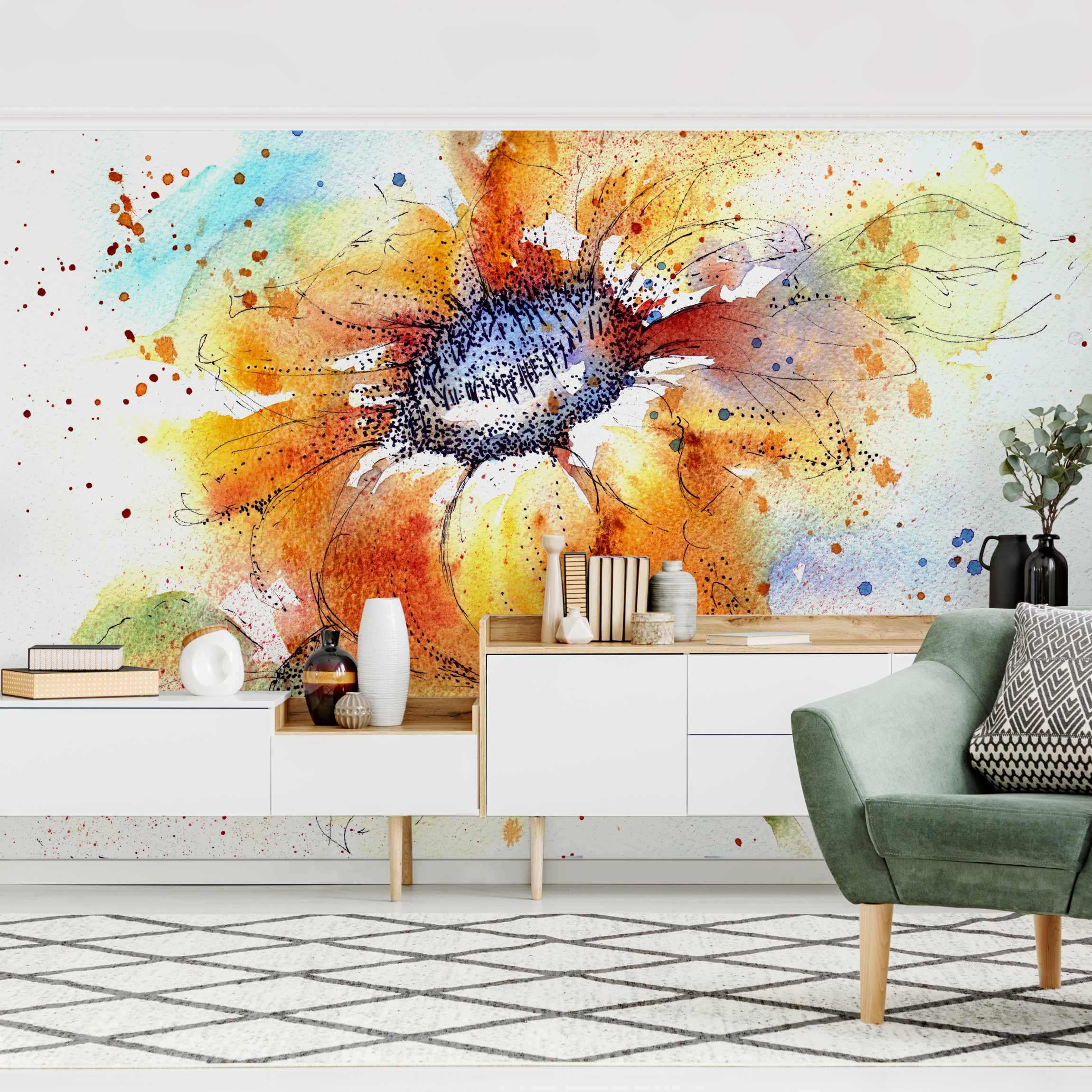 Fototapete Blumen Painted Sunflower